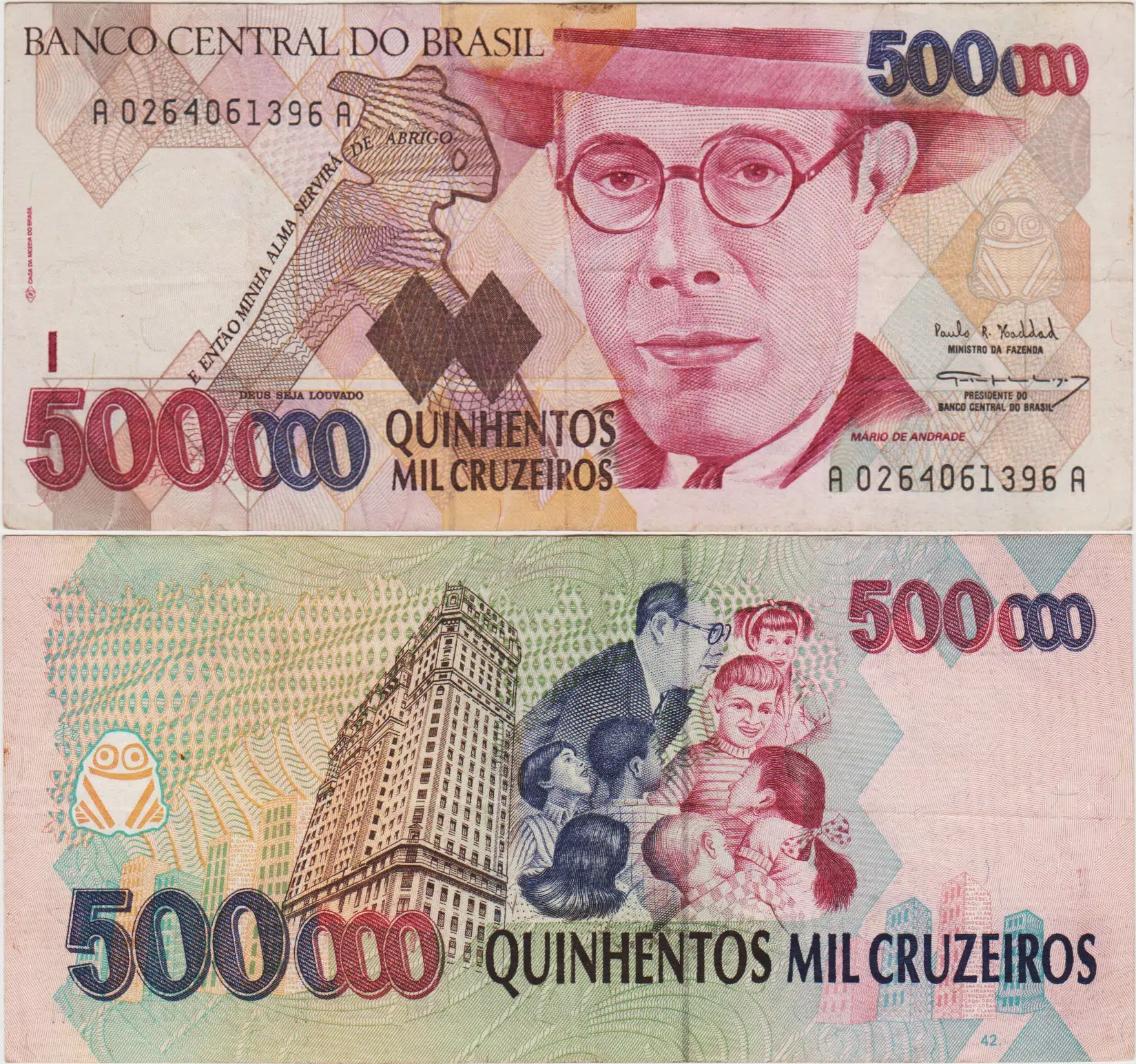 BREZİLYA 500.000 CRUZEİROS 1993 ÇOK TEMİZ+