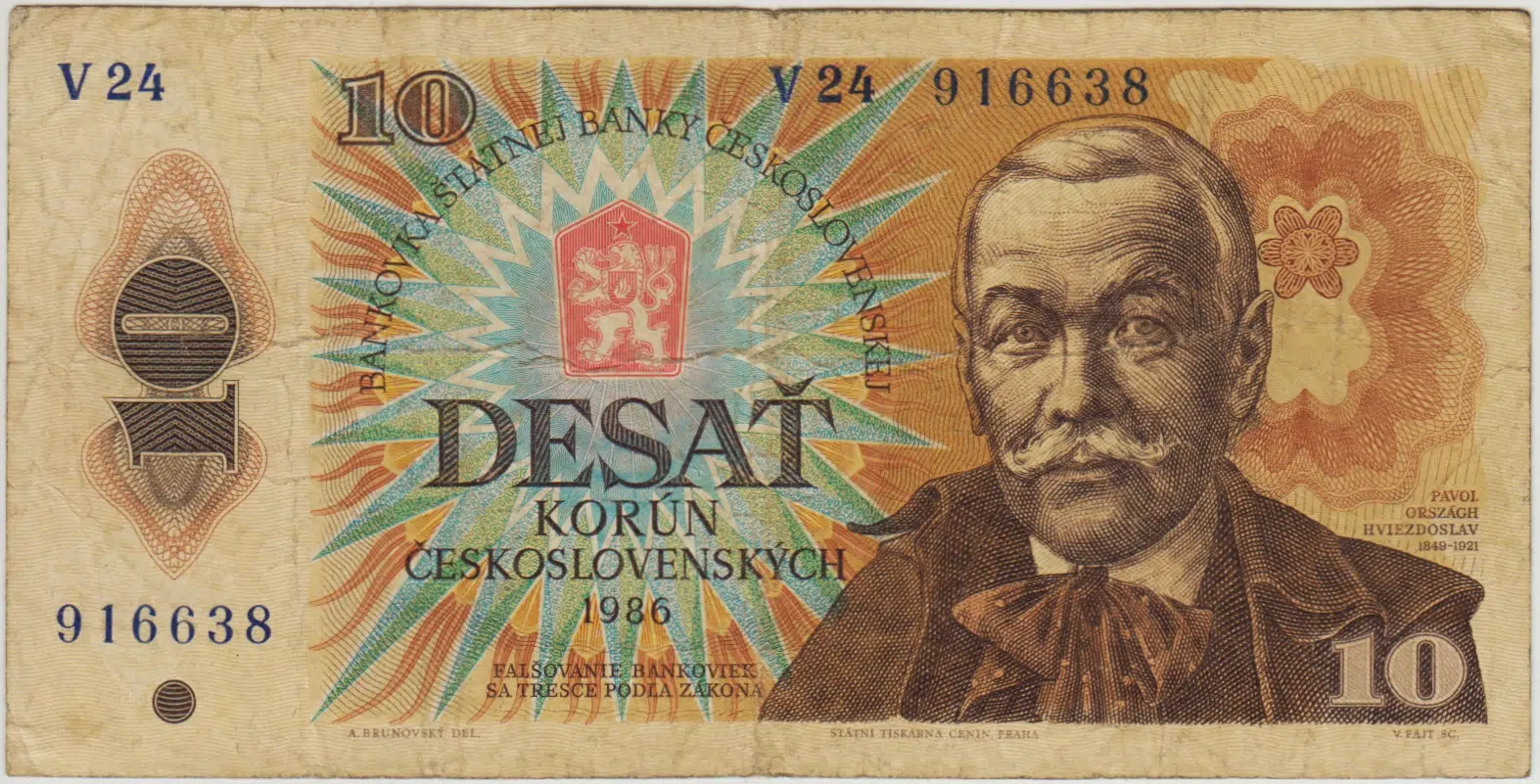 ÇEKOSLOVAKYA 10 KORUNA 1986 ÇOK TEMİZ(-)