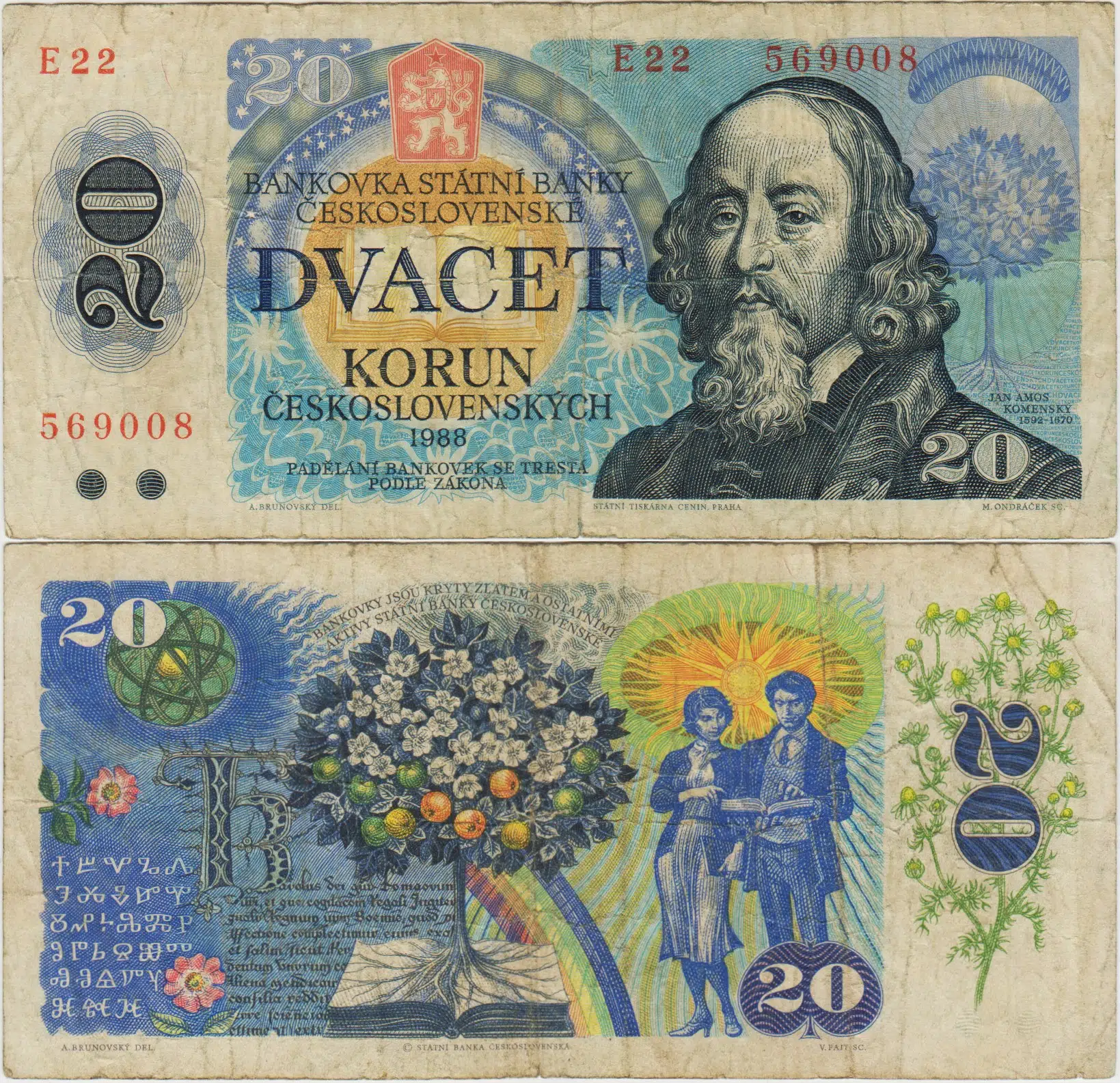 ÇEKOSLOVAKYA 20 KORUNA 1988 TEMİZ+