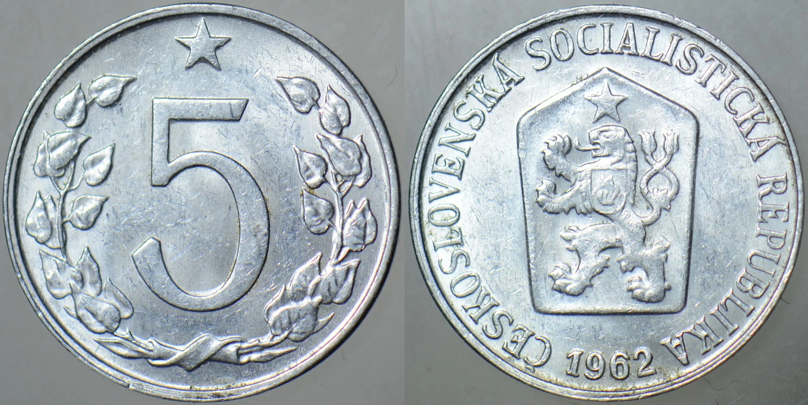 ÇEKOSLOVAKYA 5 HALERU 1962 ALÜMİNYUM. ÇİLALTI.