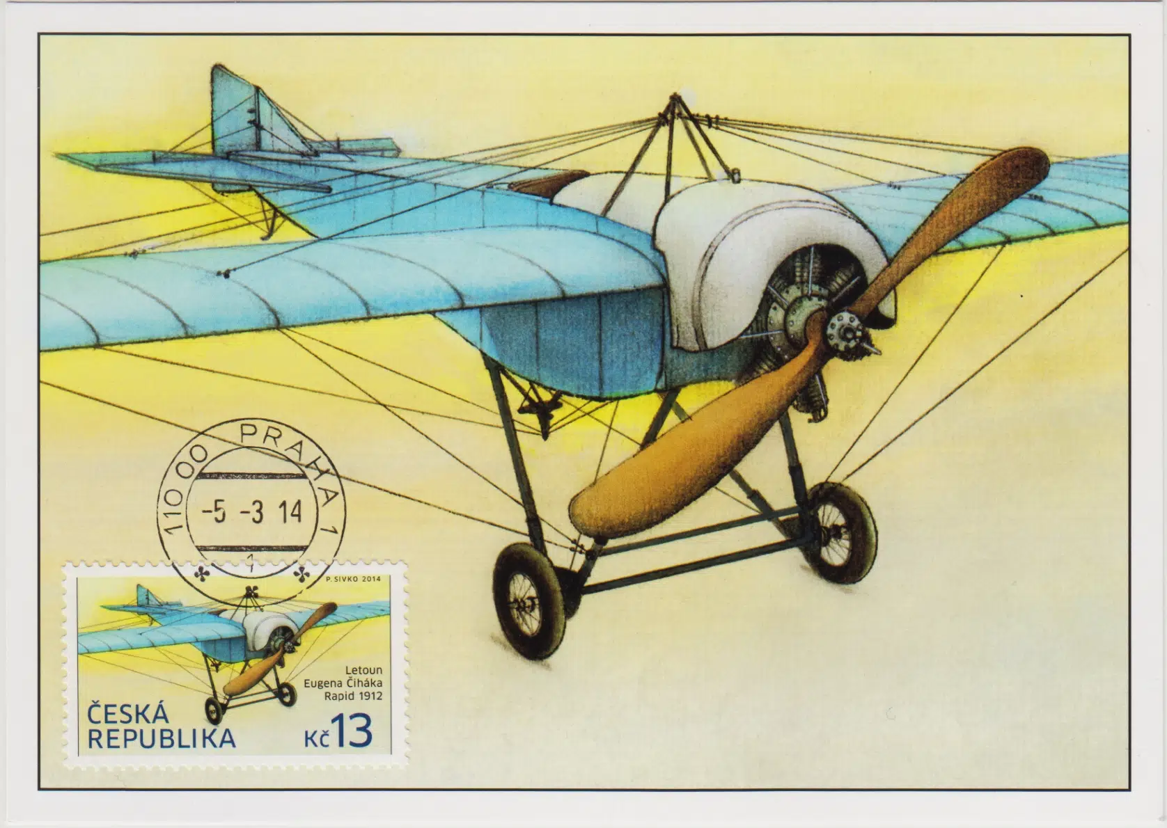 ÇEKYA 2014 HAVACILIK - UÇAKLAR RAPİD 1912 TEMALI MAKSİMUM KART.