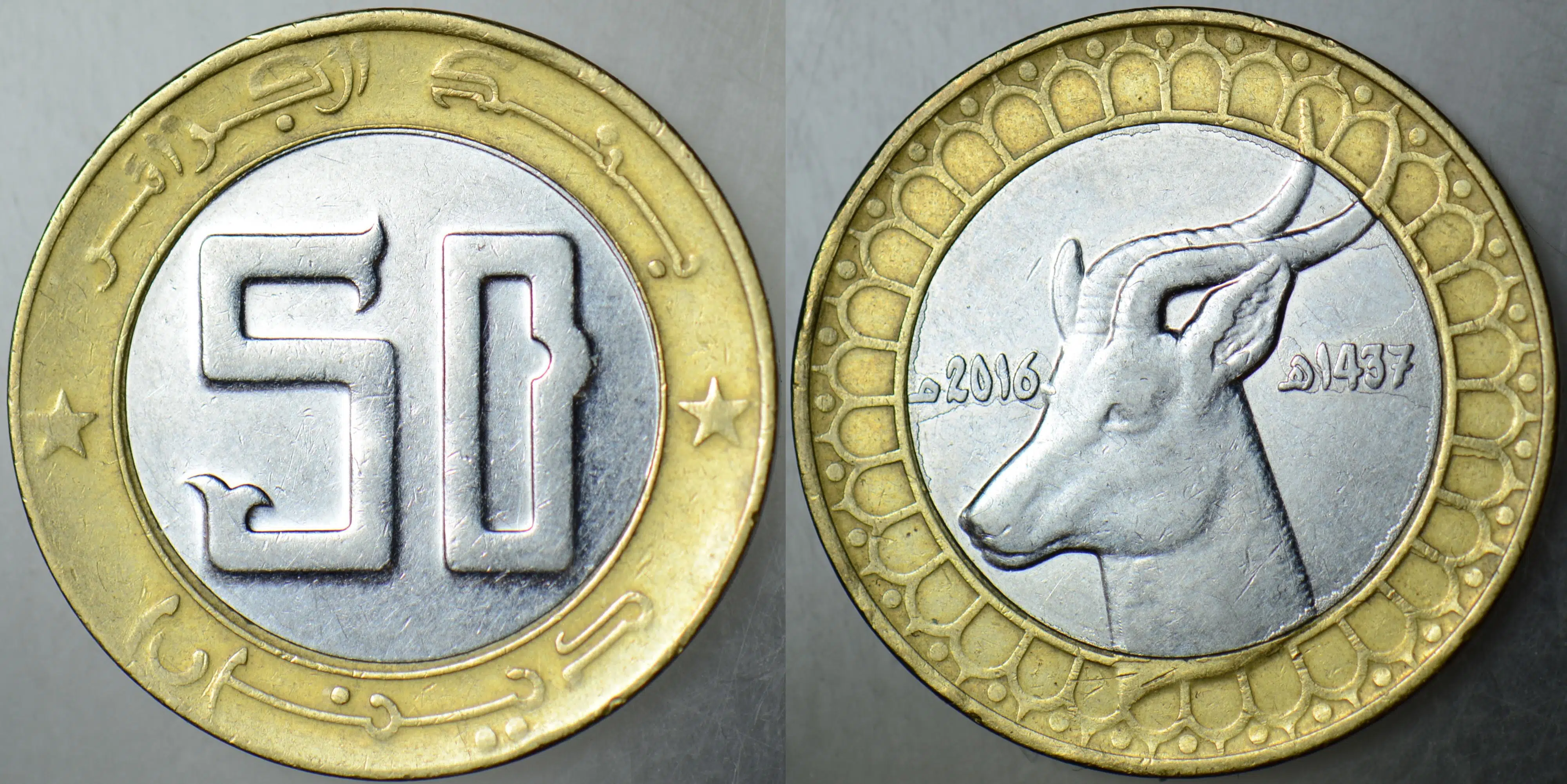 CEZAYİR 50 DİNAR 2016 GAZEL TEMALI BİMETAL.