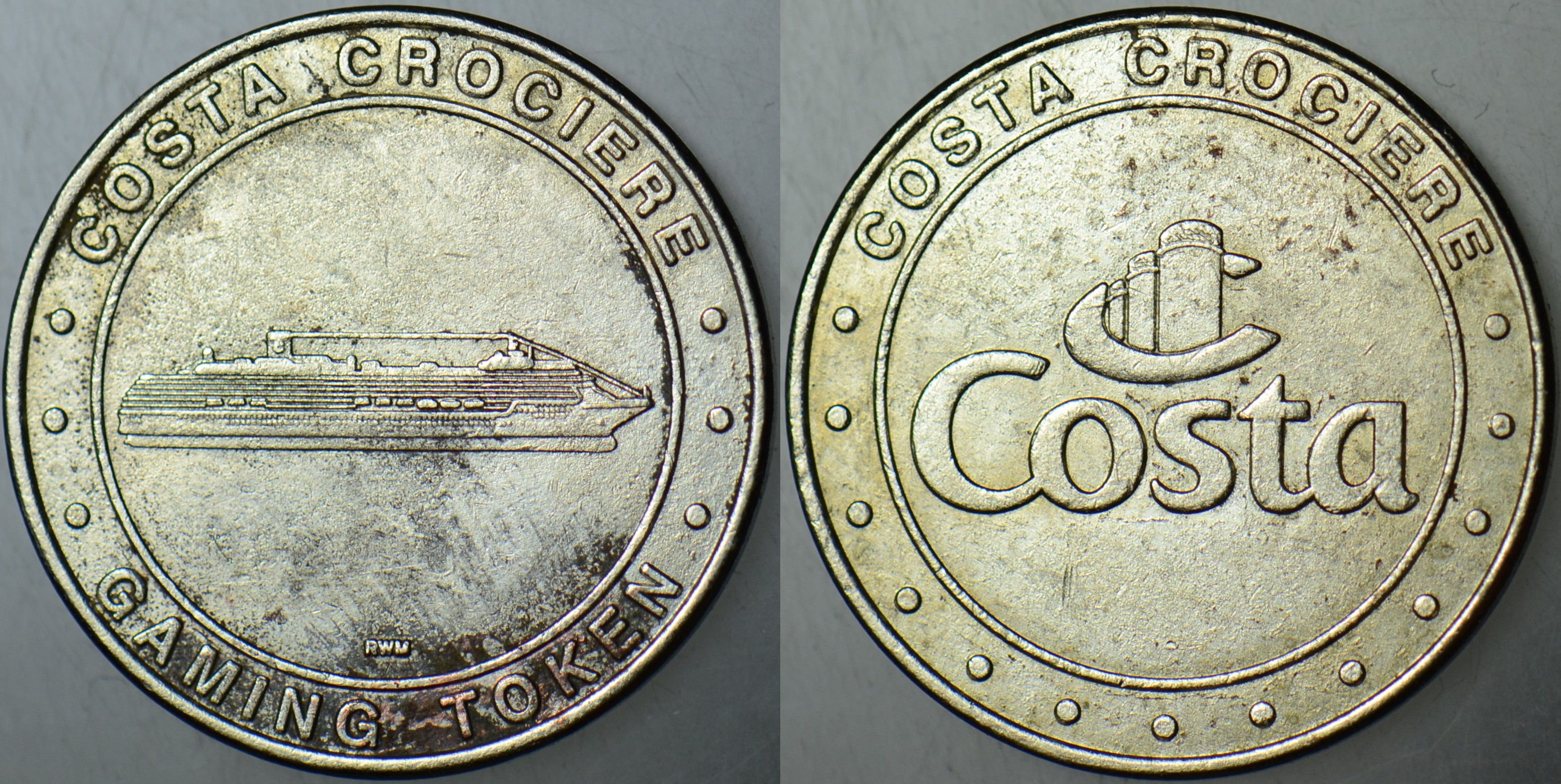 İTALYA COSTA CROCİERE YABANCI GEMİ OYUN JETONU 21 mm ÇAPINDA.