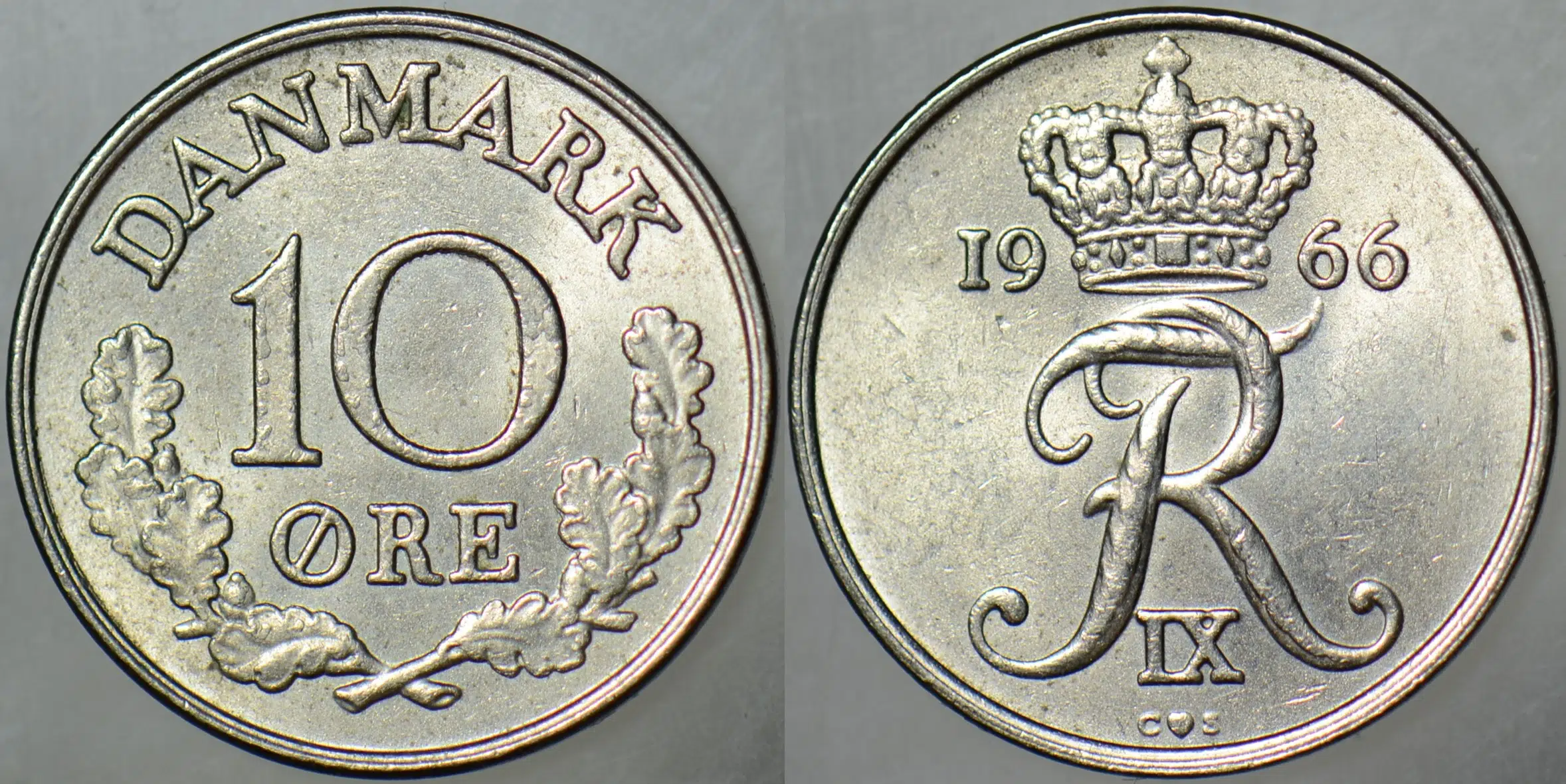 DANİMARKA 10 ÖRE 1966 KRAL 9. FREDERİK DÖNEMİ. ÇİLALTI