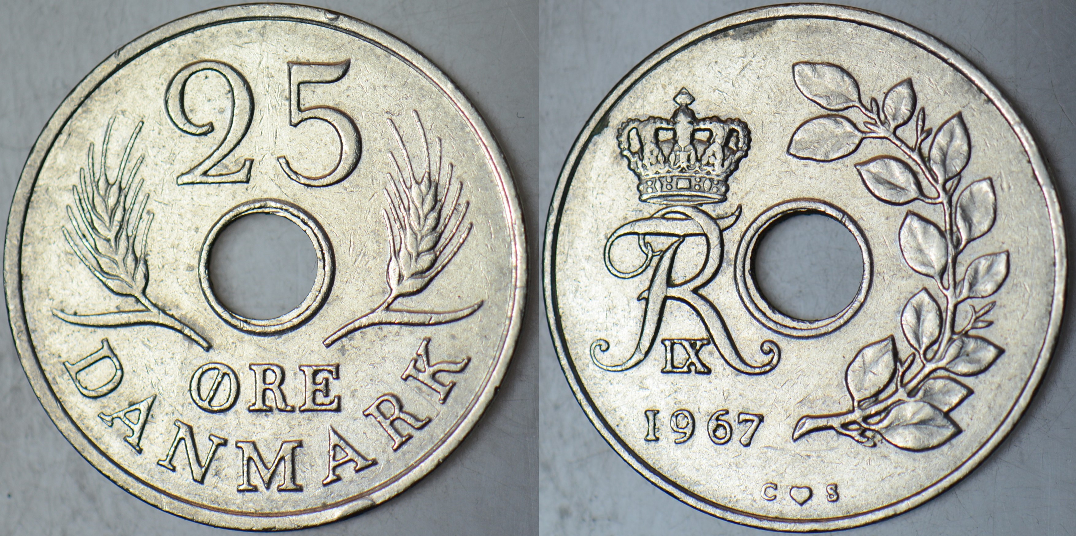DANİMARKA 25 ÖRE 1967 KRAL 9. FREDERİK DÖNEMİ.