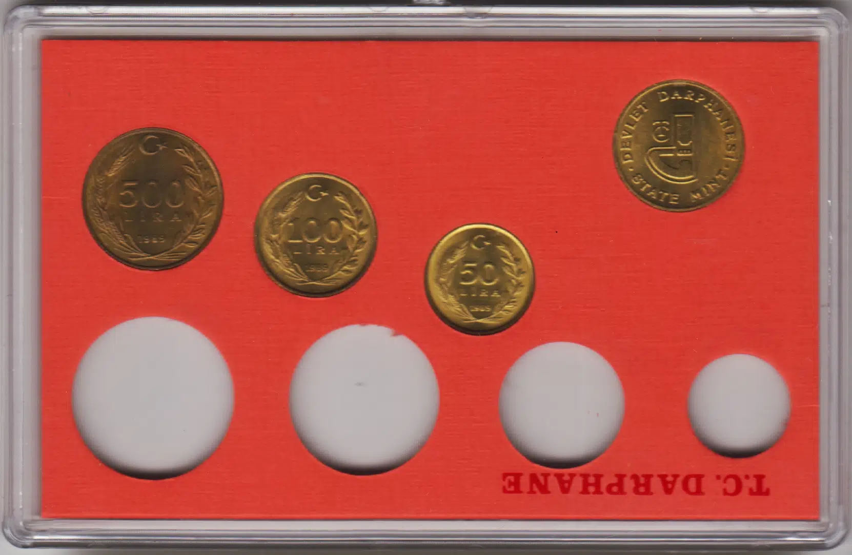 DARPHANE 1989 SİRKÜLASYON PARA SETİ. EKSİK 50-100-500 LİRA VE JETON. KENDİ ORİJİNAL KARTINDA ÇİL.