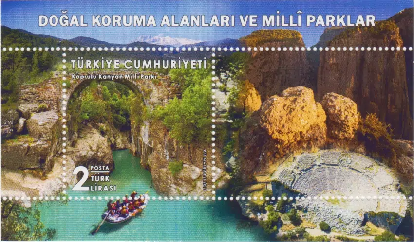 DOĞAL KORUMA ALANLARI VE MİLLİ PARKLAR HATIRA BLOK PUL 2019. KÖPRÜLÜ KANYON MİLLİ PARKI. DAMGASIZ.