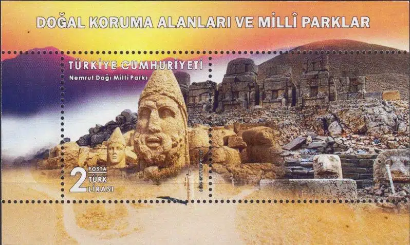 DOĞAL KORUMA ALANLARI VE MİLLİ PARKLAR HATIRA BLOK PUL 2019. NEMRUT DAĞI. DAMGASIZ.