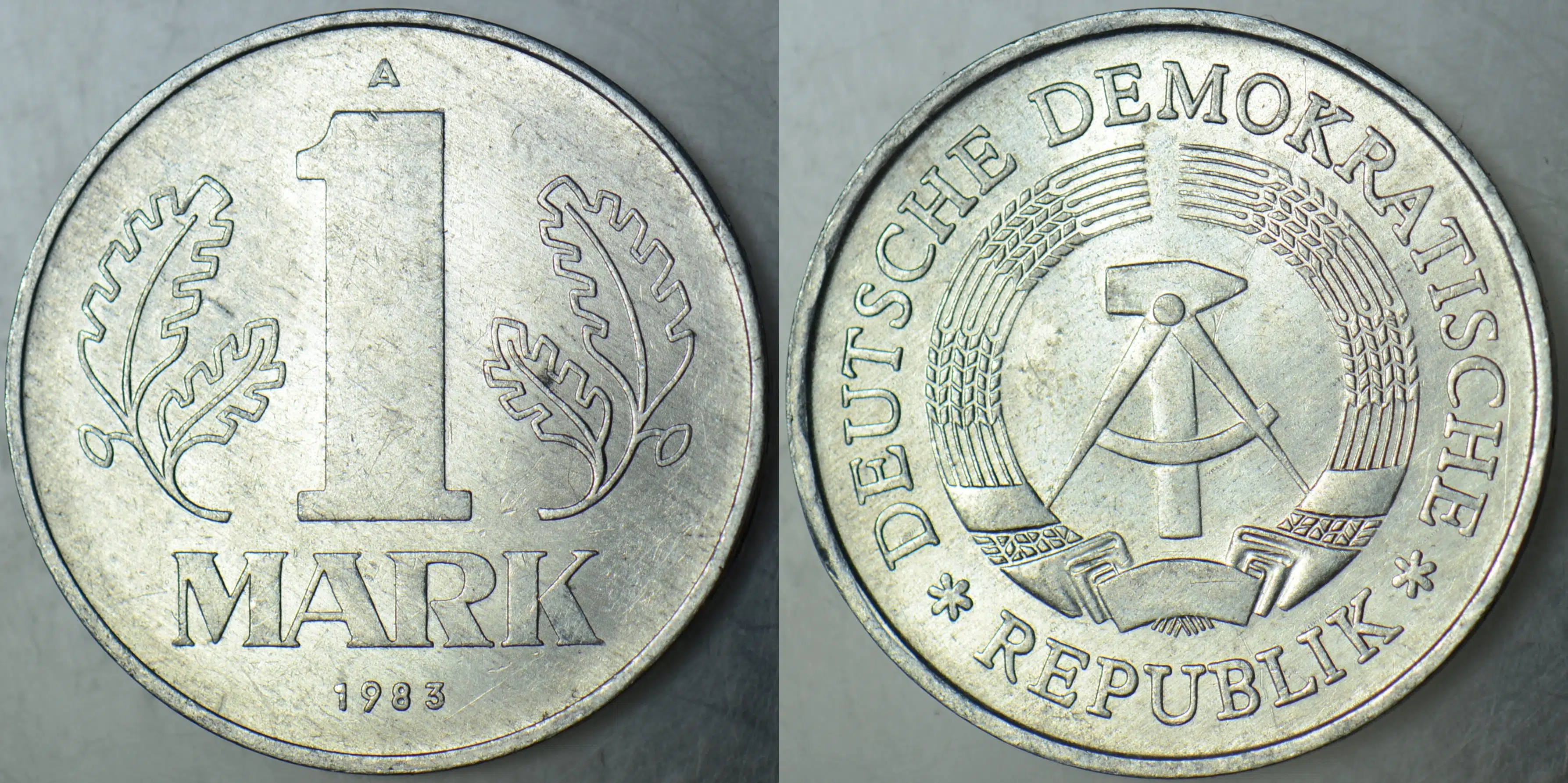 DOĞU ALMANYA 1 MARK 1983 A=DOĞU BERLİN DARBI. DDR ALÜMİNYUM. ÇİLALTI.