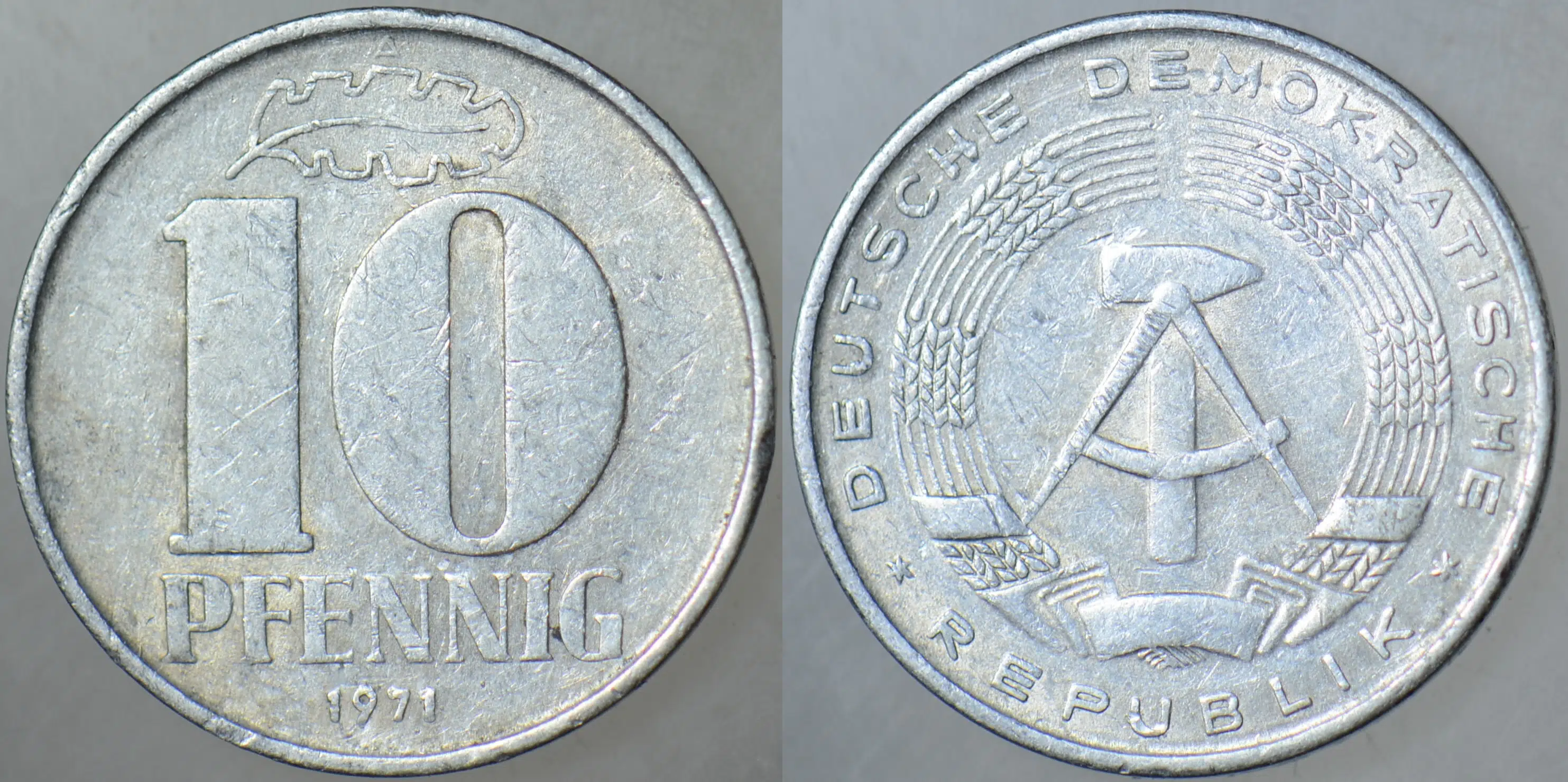 DOĞU ALMANYA 10 PFENNIG 1971 A HARFİ=BERLİN DARBI - DDR.