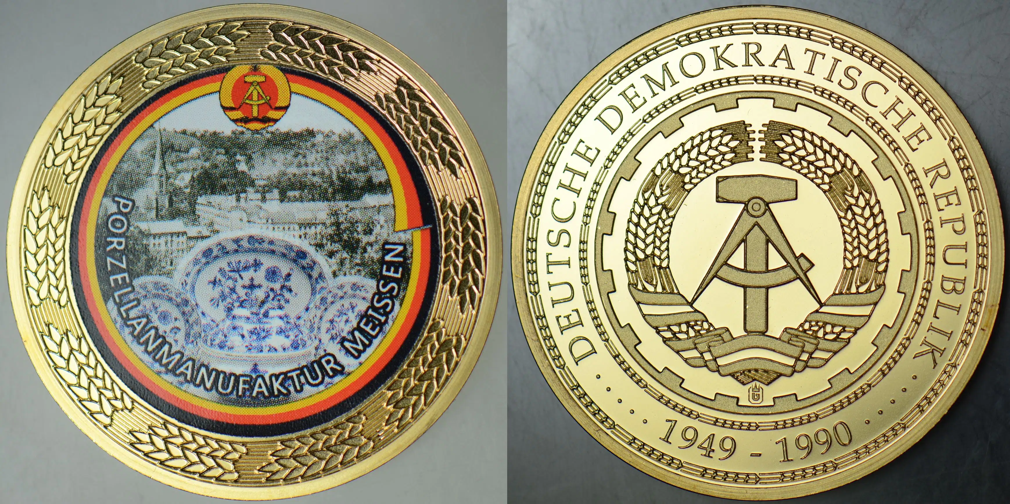 DOĞU ALMANYA MADALYON 1949-1990 MEİSSEN PORSELENLERİ. RENKLİ 33 mm ÇİL.