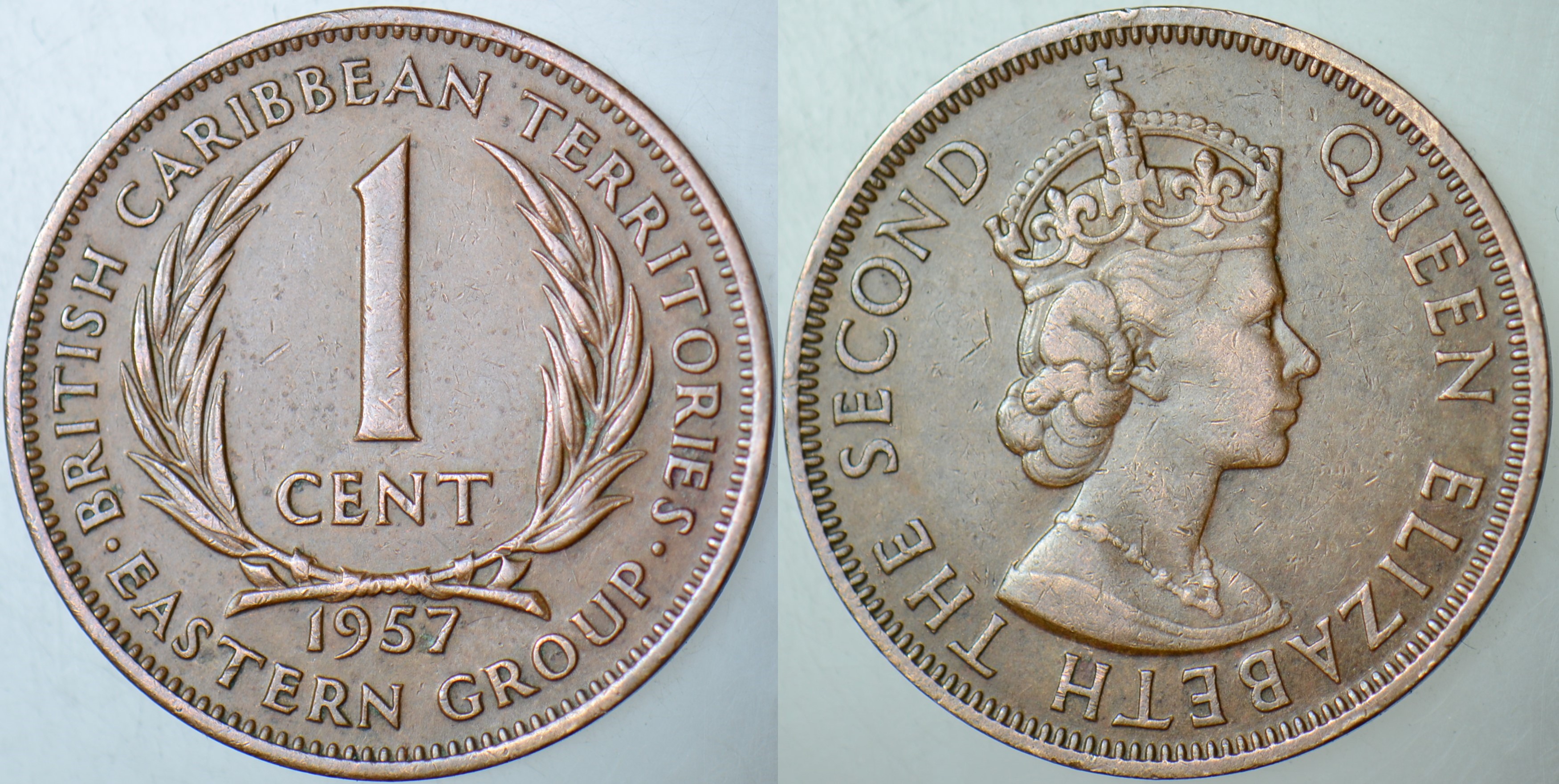 DOĞU KARAYİPLER 1 CENT 1957 KRALİÇE II. ELİZABETH. 26 mm
