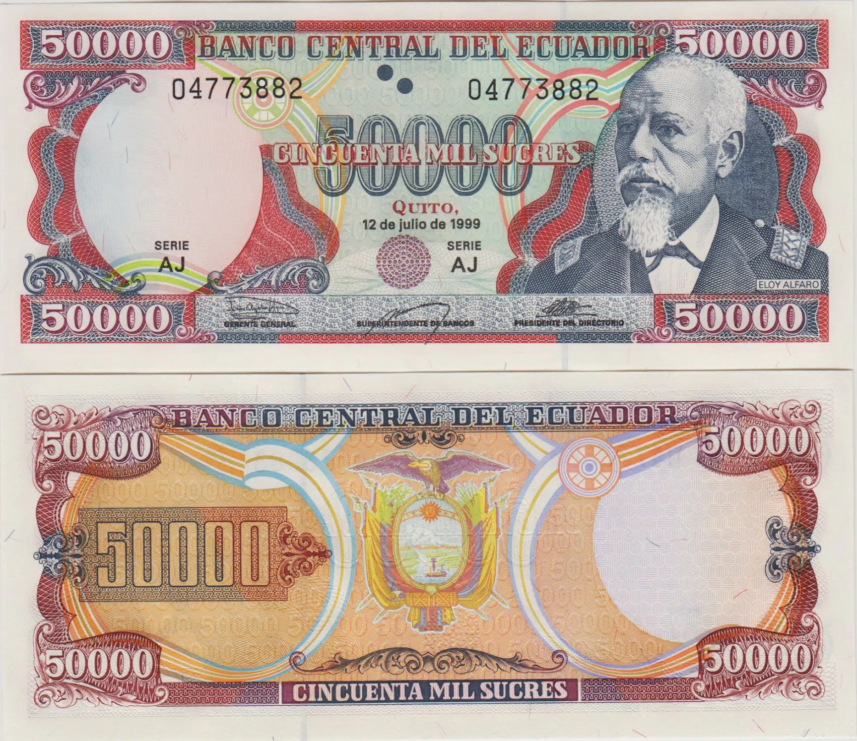 EKVADOR 50.000 SUCRE 1999 ÇİL.