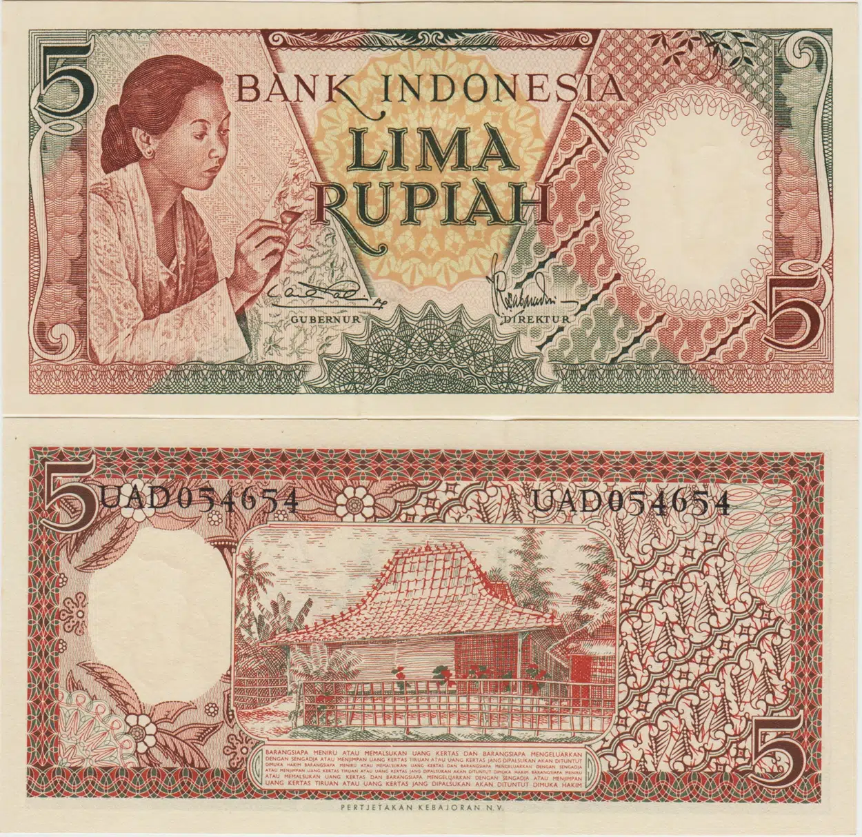 ENDONEZYA 5 RUPİAH 1958 ÇİL.