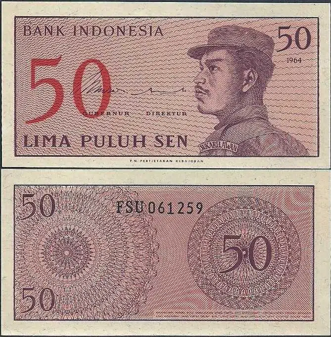 ENDONEZYA 50 SEN 1964 ÇİL KONDİSYON.