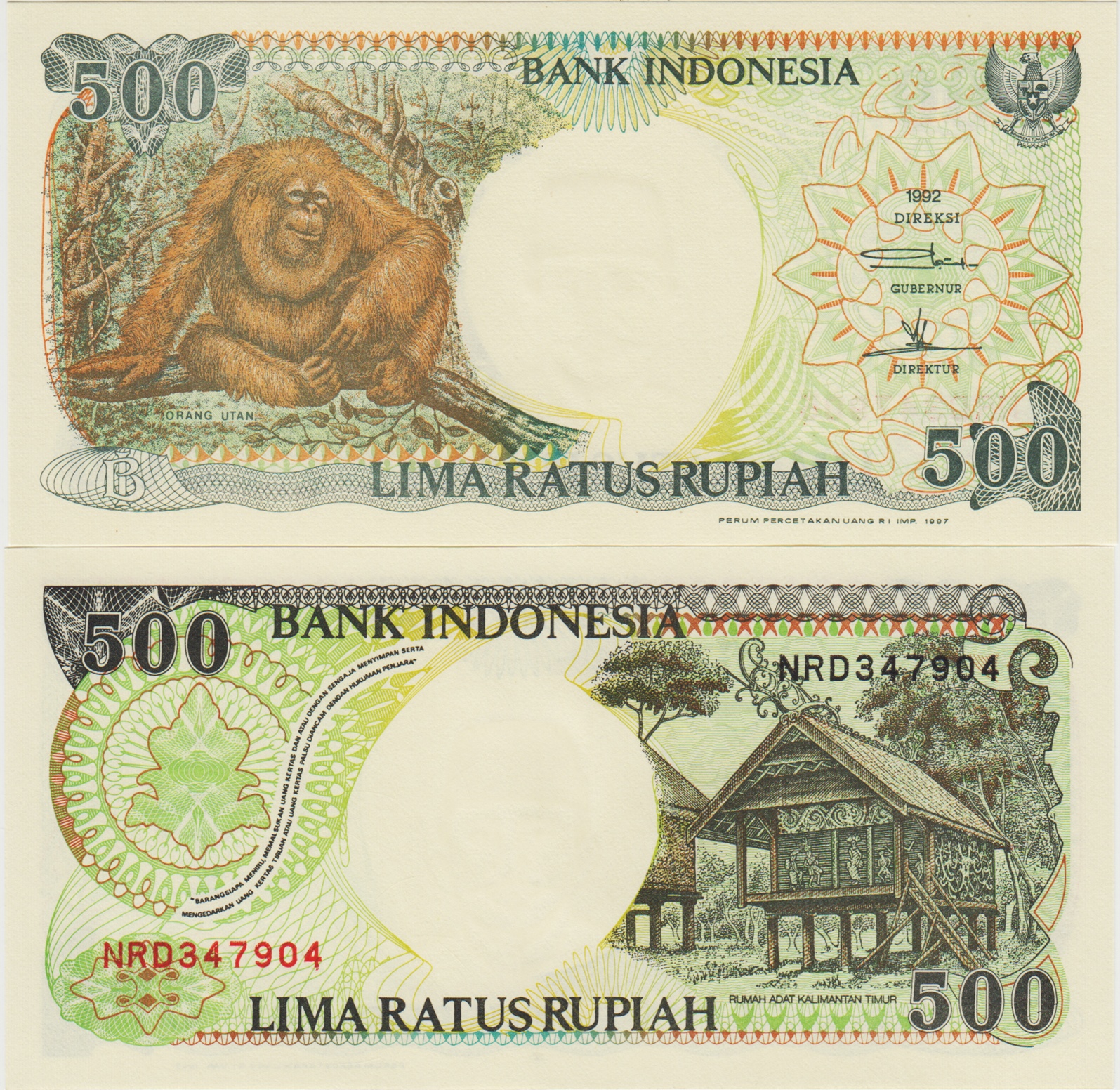 ENDONEZYA 500 RUPİAH 1997 ORANGUTAN. ÇİL KONDİSYON.