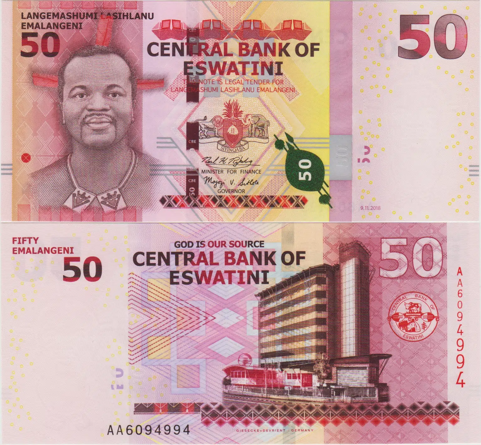 ESWATİNİ 50 EMALANGENİ 2018 SWAZİLAND.