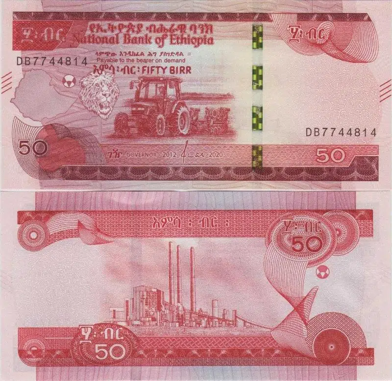 ETİYOPYA 50 BIRR 2020 ÇİL KONDİSYON.