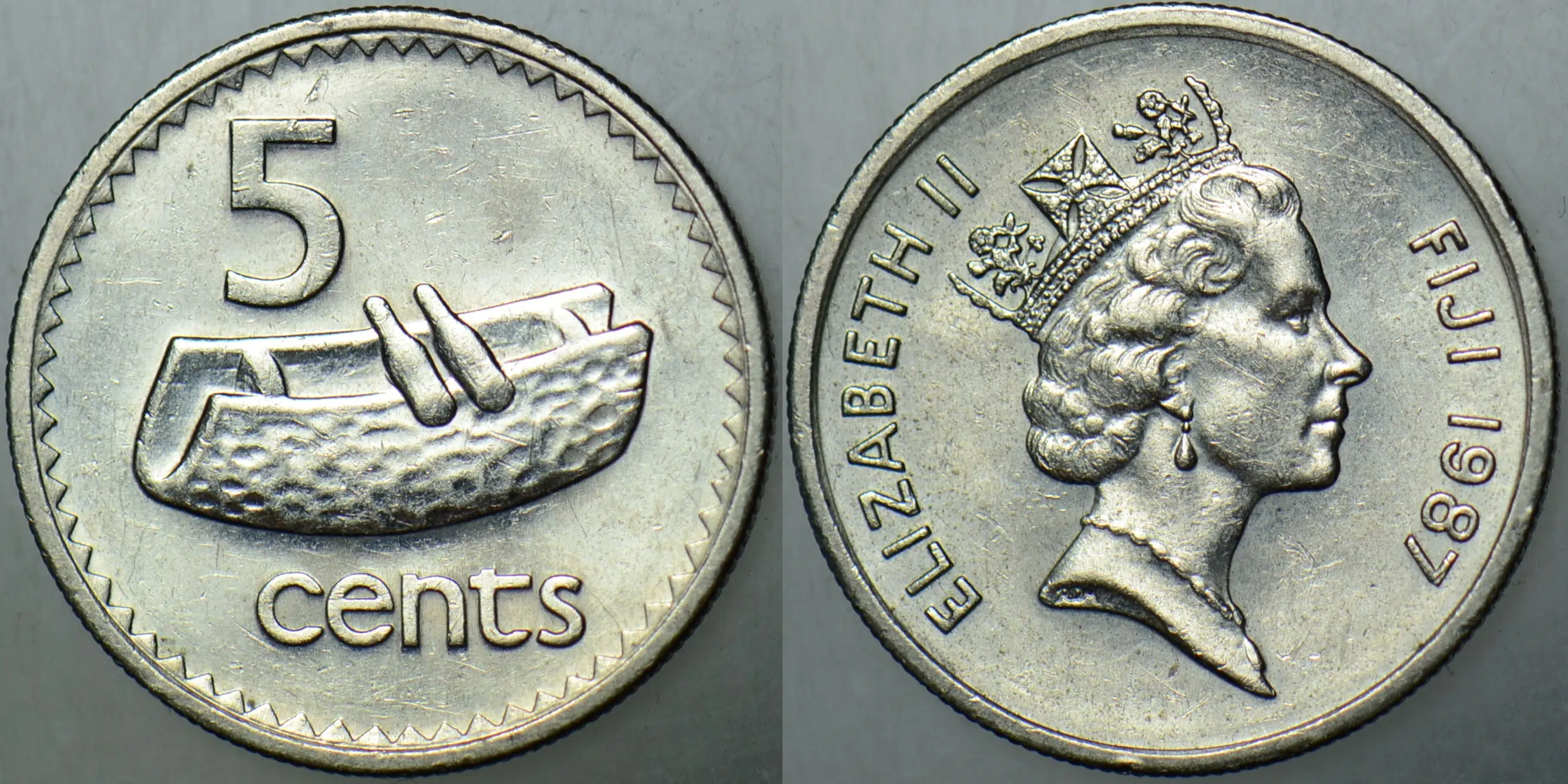 FİJİ 5 CENT 1987 KRALİÇE II. ELİZABETH 19.4 mm.
