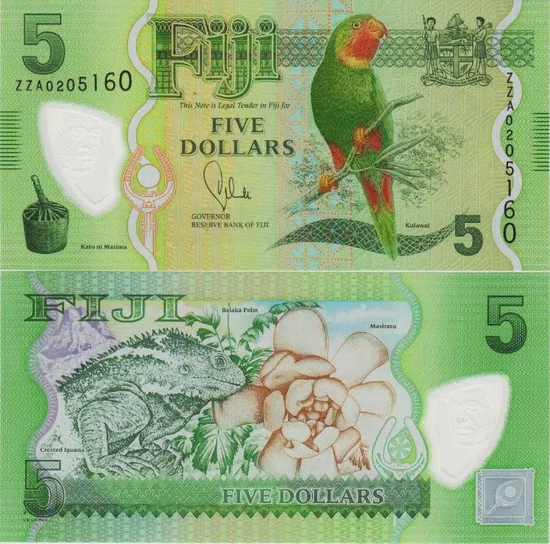 FİJİ 5 DOLAR 2013 ZZ SERİ REPLACEMENT. POLYMER PARA. ÇİL KONDİSYON.
