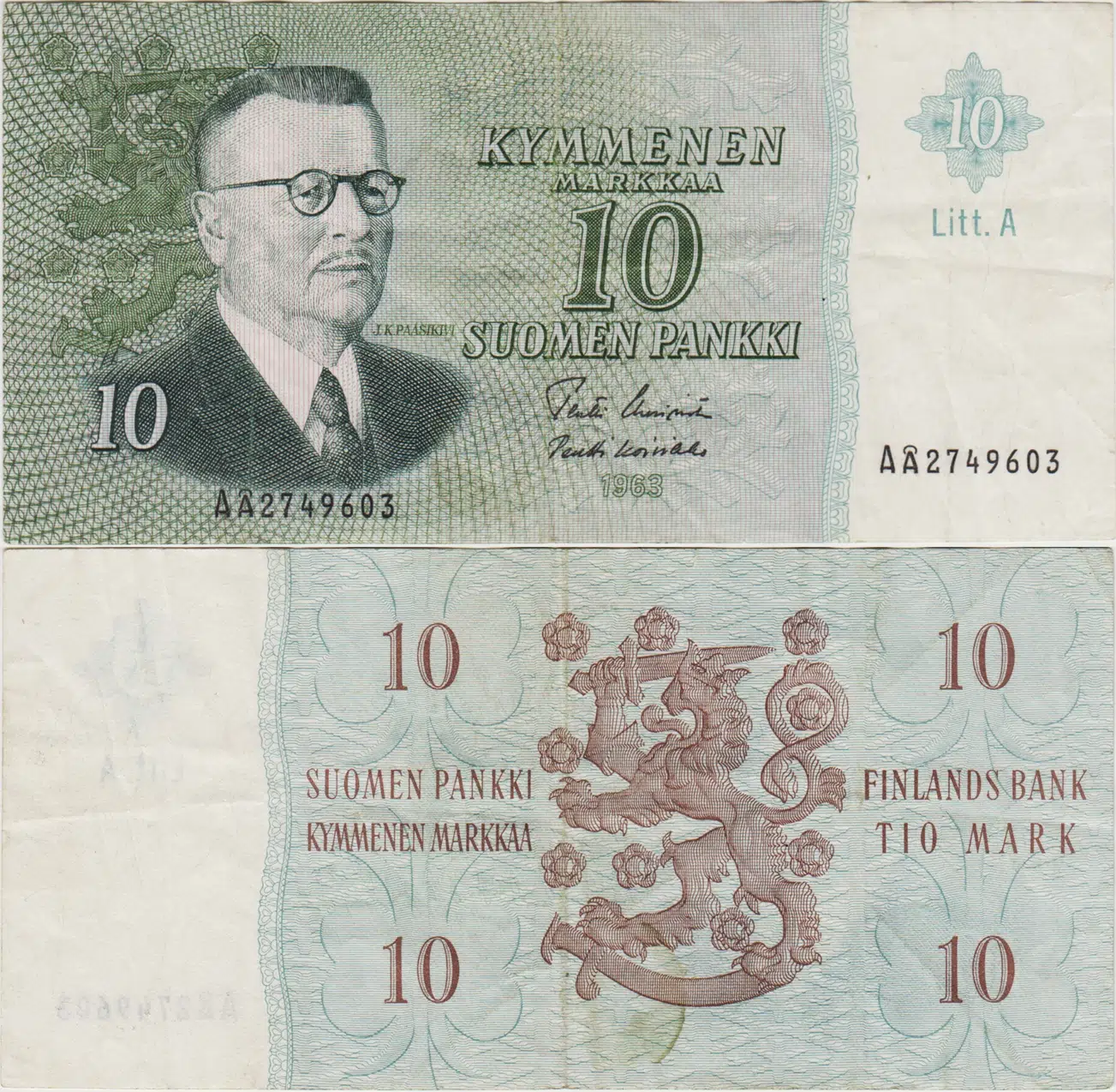 FİNLANDİYA 10 MARKKAA 1963 ÇT.