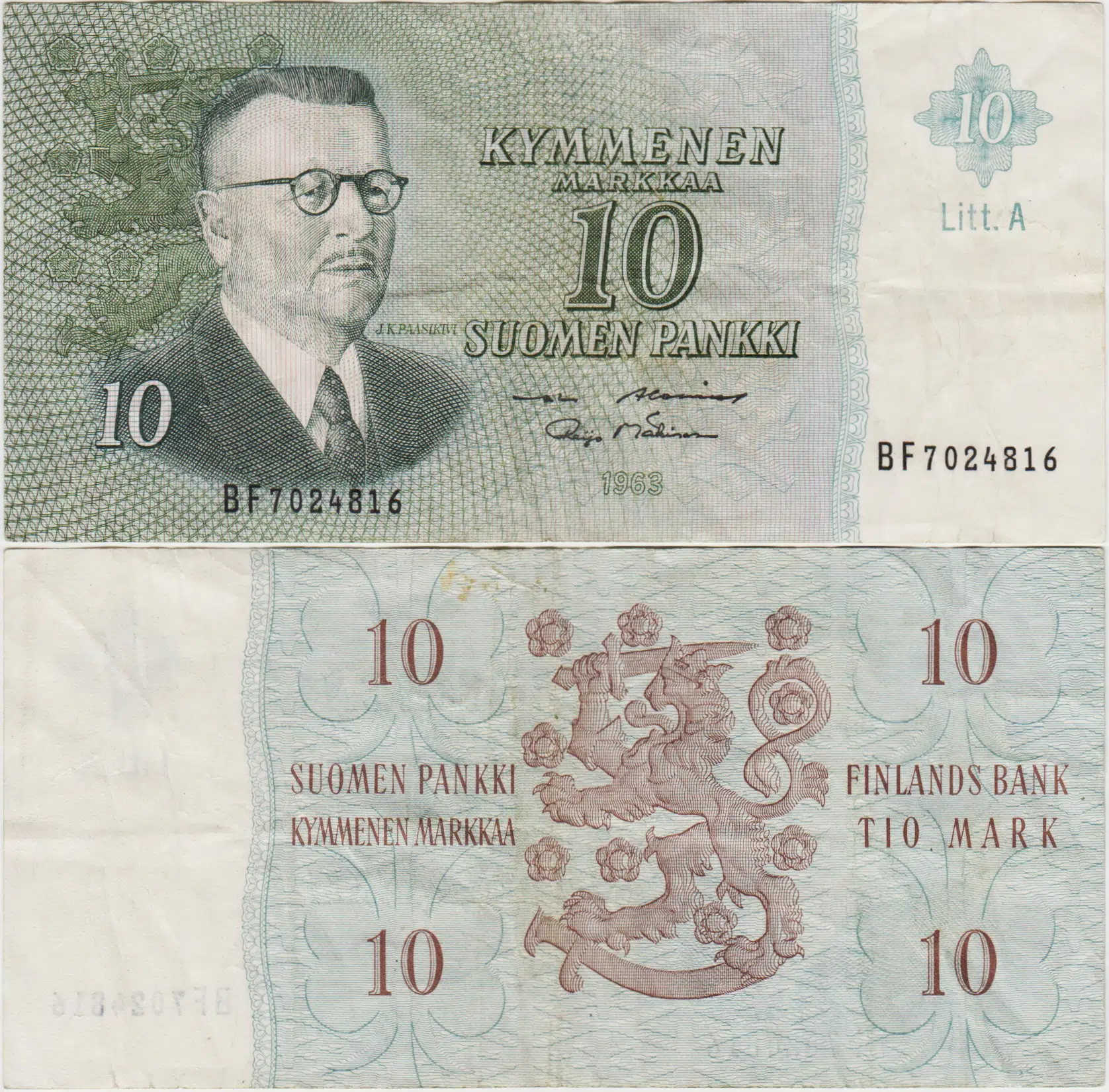 FİNLANDİYA 10 MARKKAA 1963 ÇT.