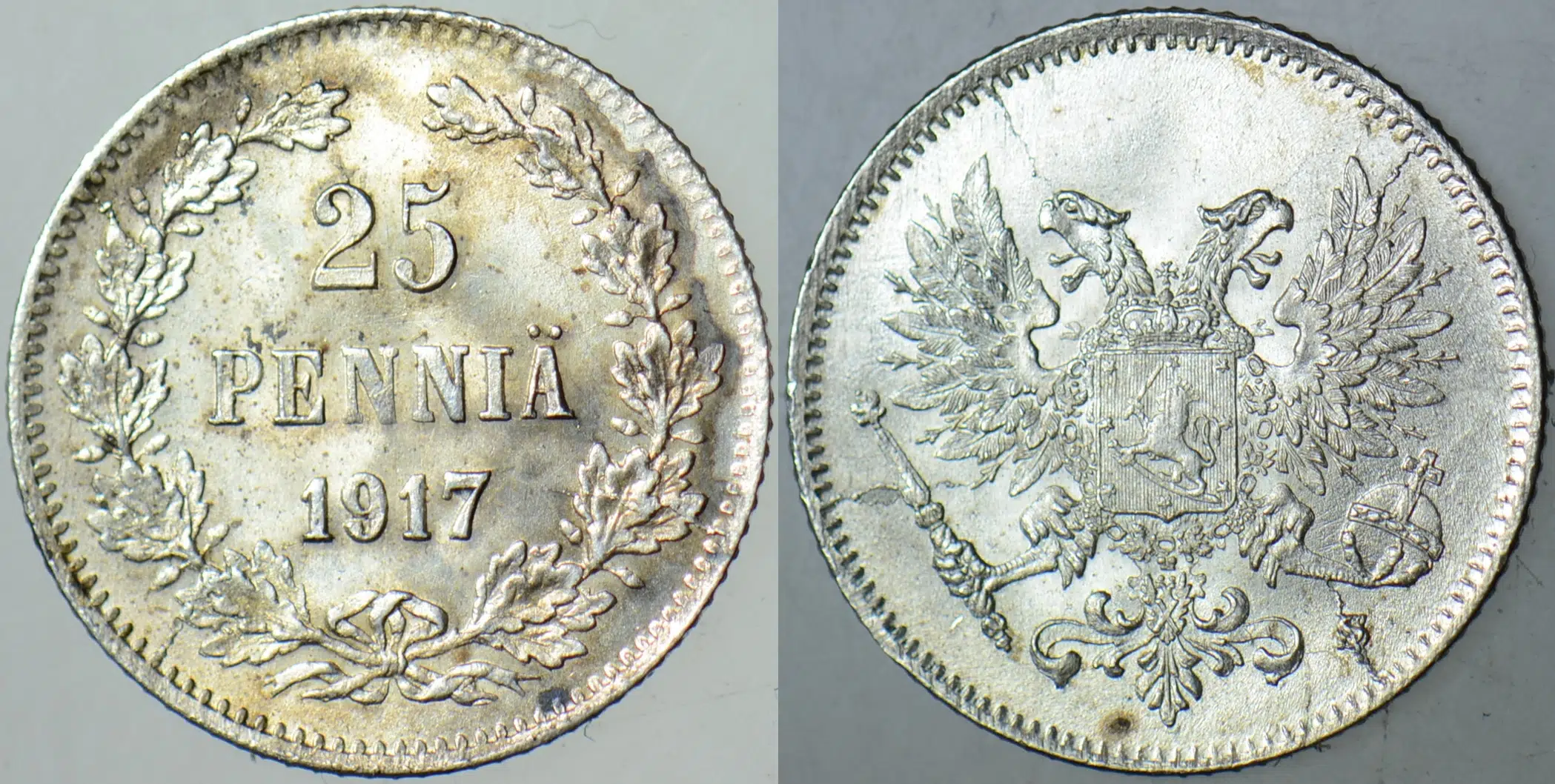 FİNLANDİYA 25 PENNİA 1917 GÜMÜŞ 1,27 gr ÇİL.