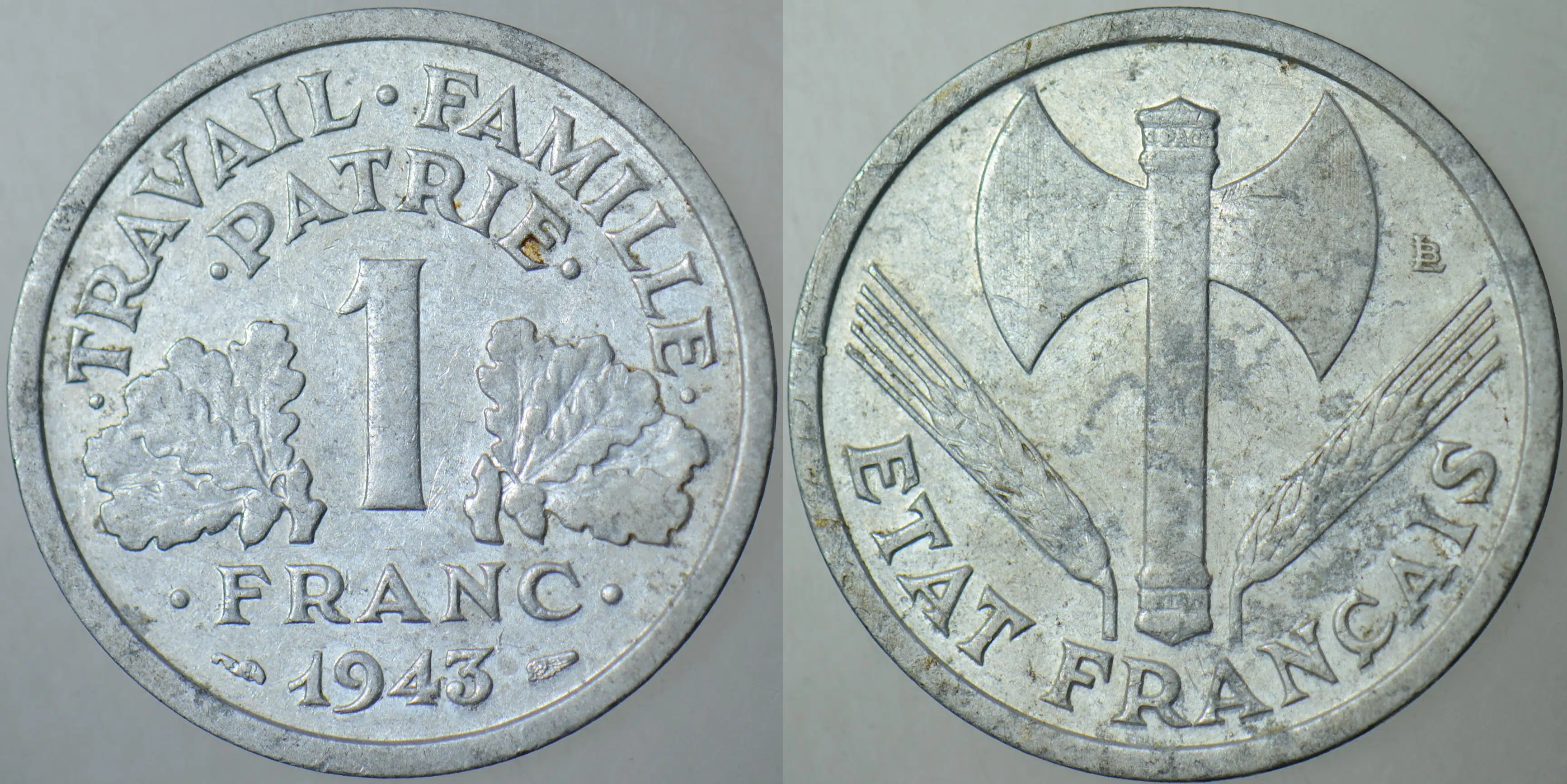 FRANSA 1 FRANK 1943 İKİNCİ DÜNYA SAVAŞI NAZİ İŞGALİ.