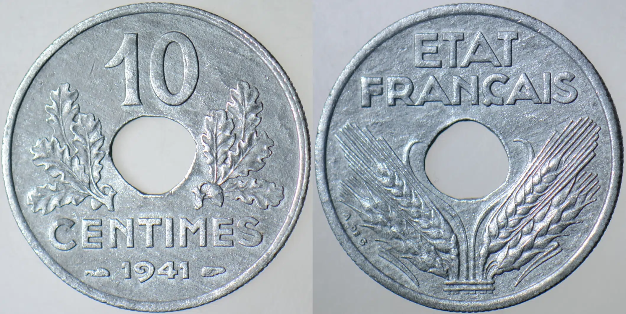 FRANSA 10 CENTIMES 1941 İKİNCİ DÜNYA SAVAŞI DÖNEMİ ÇİNKO.