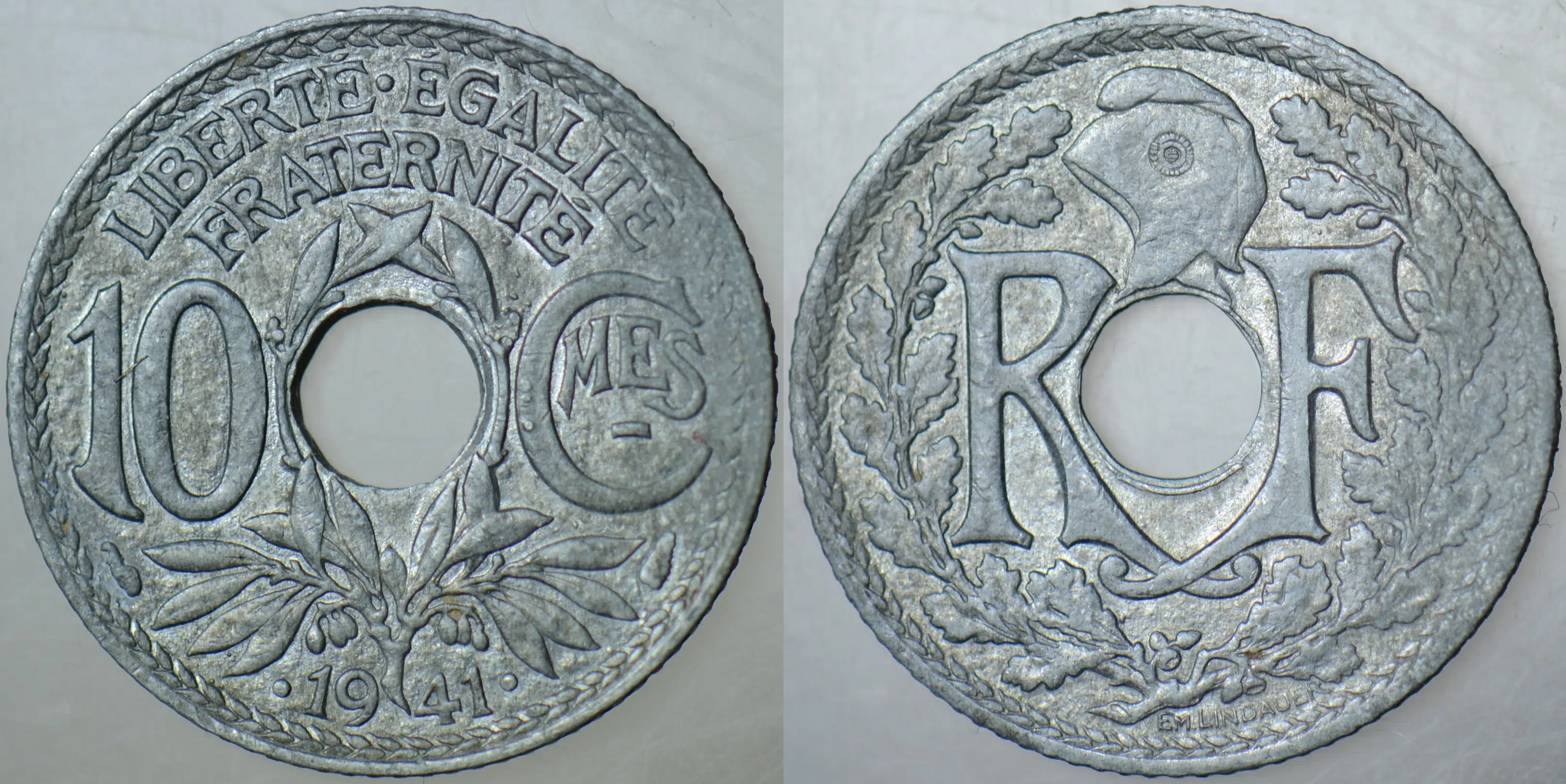 FRANSA 10 CENTİMES 1941 İKİNCİ DÜNYA SAVAŞI NAZİ İŞGALİ DÖNEMİ ÇİNKO. ÇİLALTI.