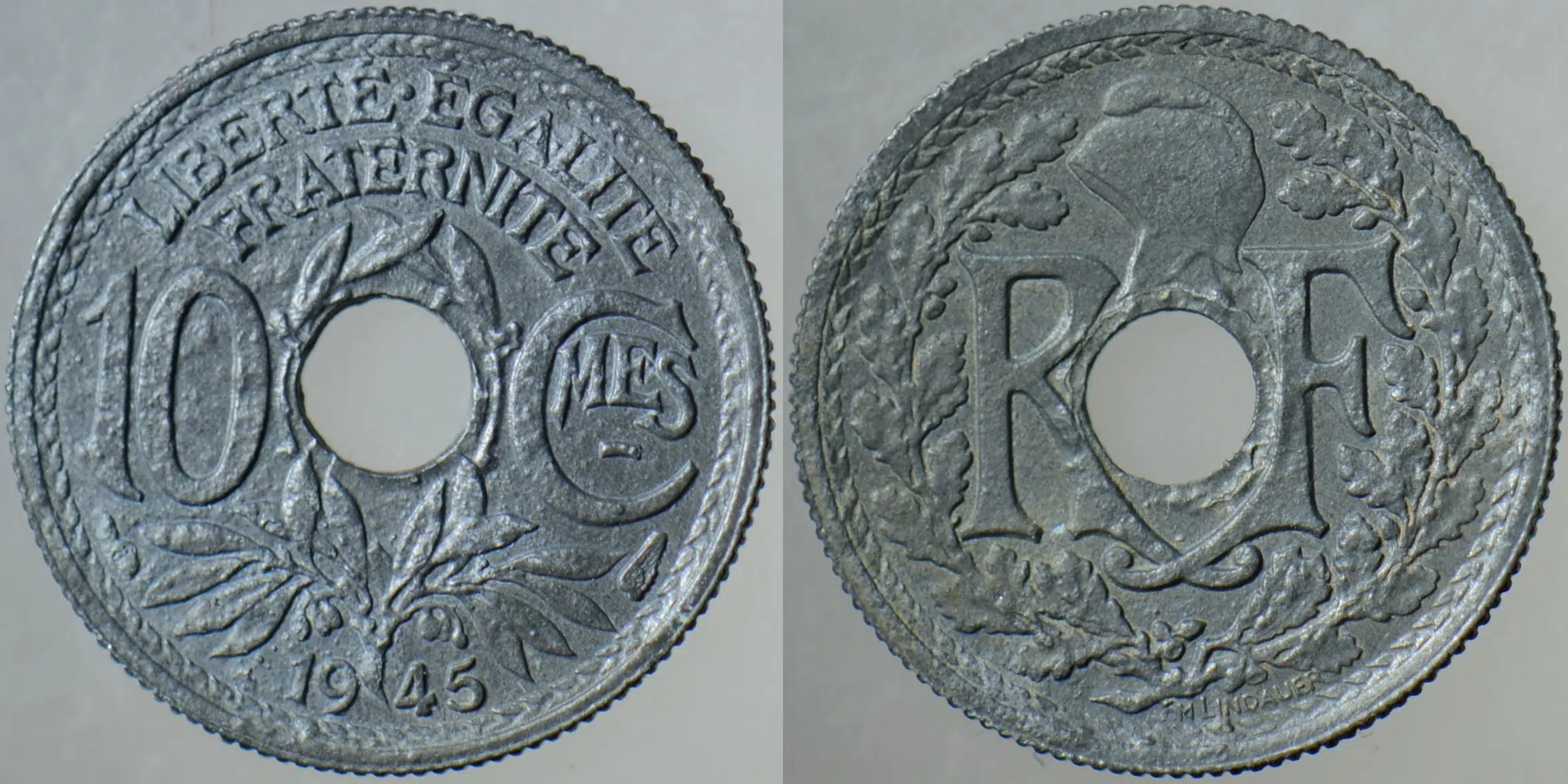 FRANSA 10 CENTİMES 1945 ÇİNKO 17 mm. AZ ÇIKAN TARİH.