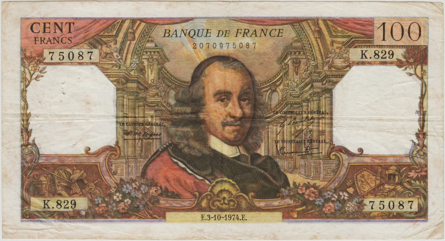 FRANSA 100 FRANK 1974 Bir kaç iğne deliği ÇOK TEMİZ+