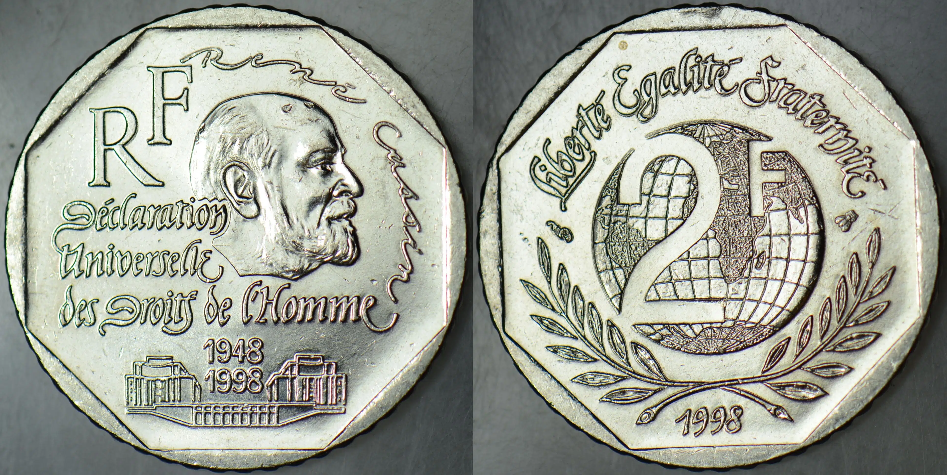 FRANSA 2 FRANK 1998 HATIRA. İNSAN HAKLARI BEYANNAMESİ 50. YILI. ÇİL(-)