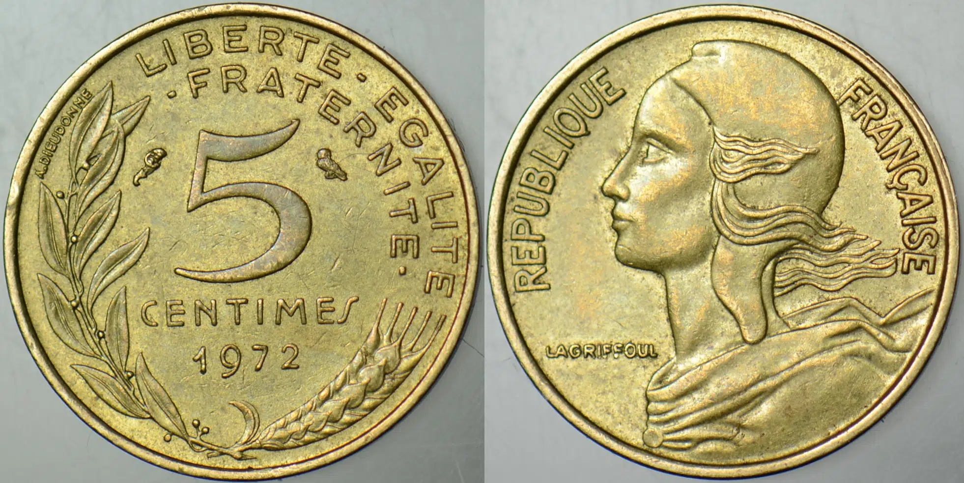 FRANSA 5 CENTIMES 1972.