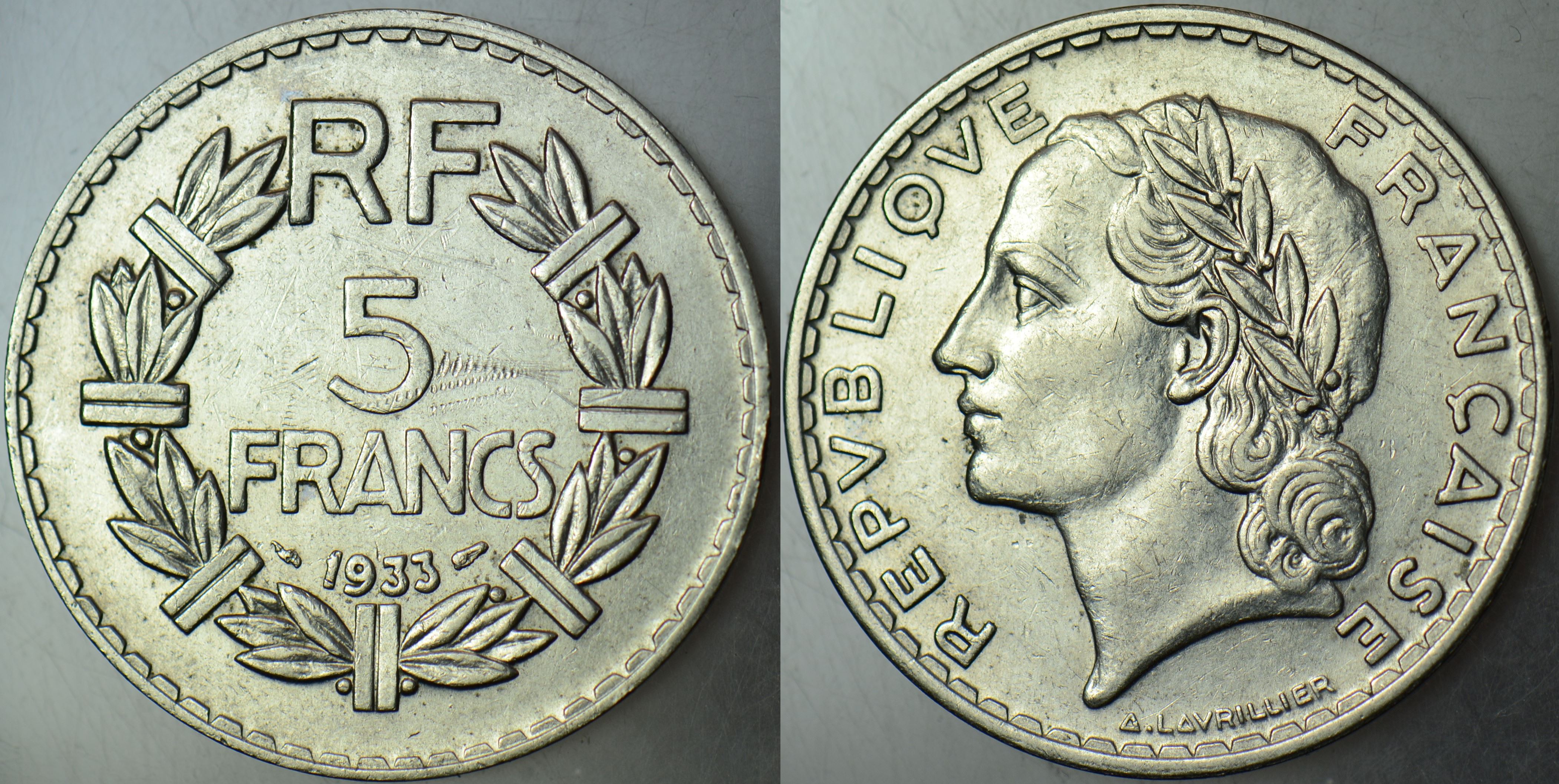 FRANSA 5 FRANK 1933 NİKEL 31 mm AZ ÇIKAR.