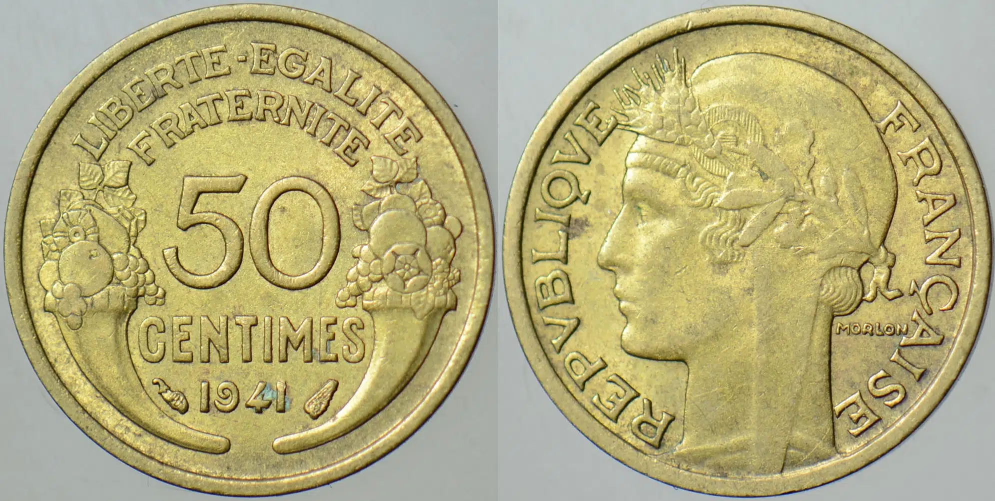 FRANSA 50 CENTIMES 1941 II. DÜNYA SAVAŞI DÖNEMİ.
