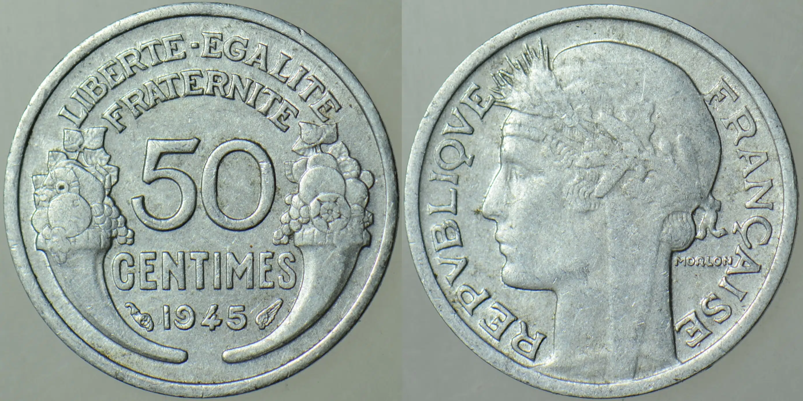 FRANSA 50 CENTIMES 1945 İKİNCİ DÜNYA SAVAŞI DÖNEMİ.