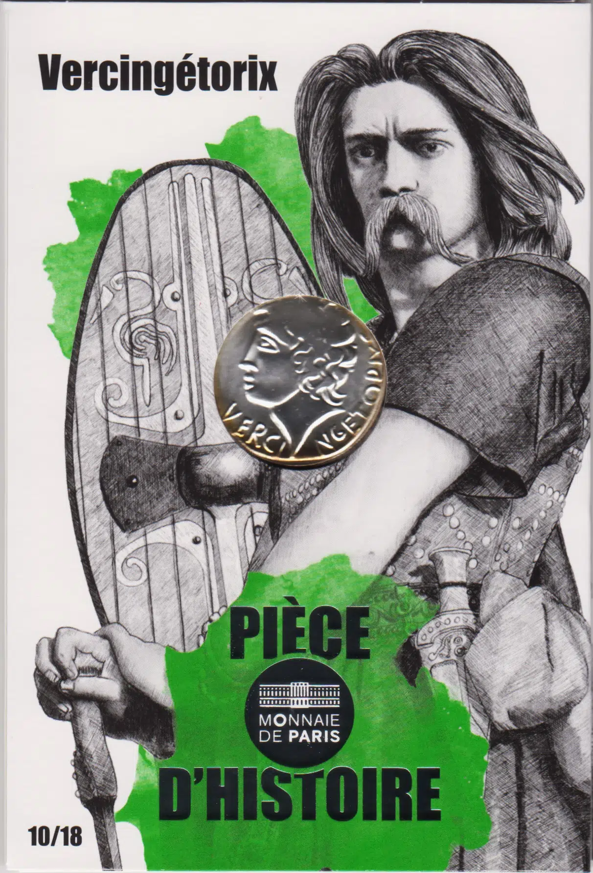 FRANSA HATIRA 10 EURO 2019 GÜMÜŞ. VERCİNGETORİX. ÖZEL KARTINDA. 17 gr. ÇİL.