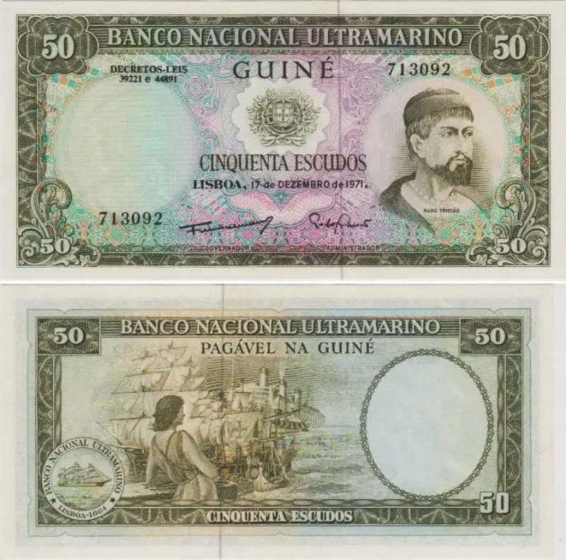 GİNE 50 ESKUDO 1971. PORTEKİZ HAKİMİYETİ DÖNEMİ. NADİR. ÇİL KONDİSYON.