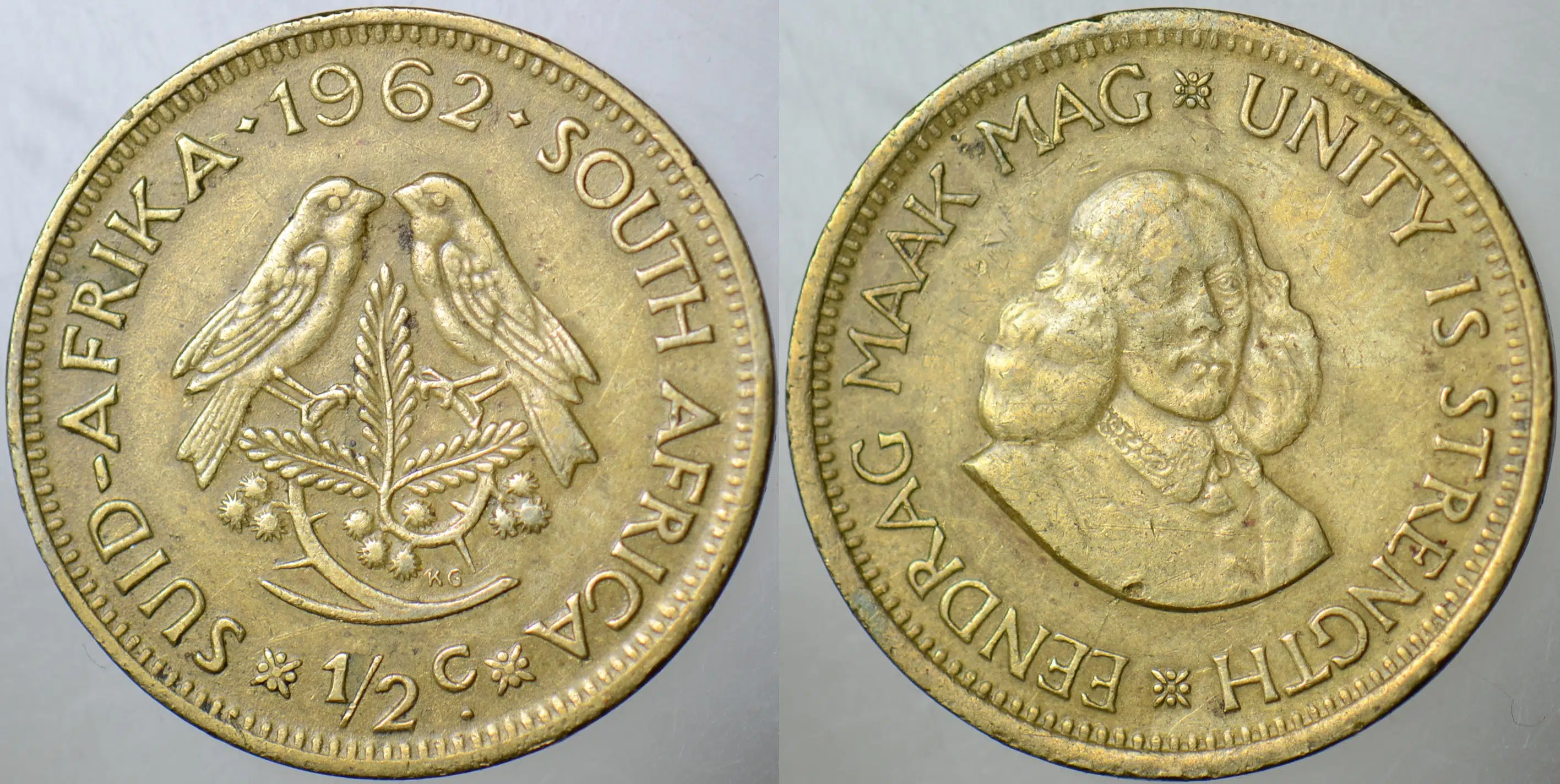 GÜNEY AFRİKA CUMHURİYETİ 1/2 CENT 1962 SERÇE TEMALI. AZ ÇIKAR.