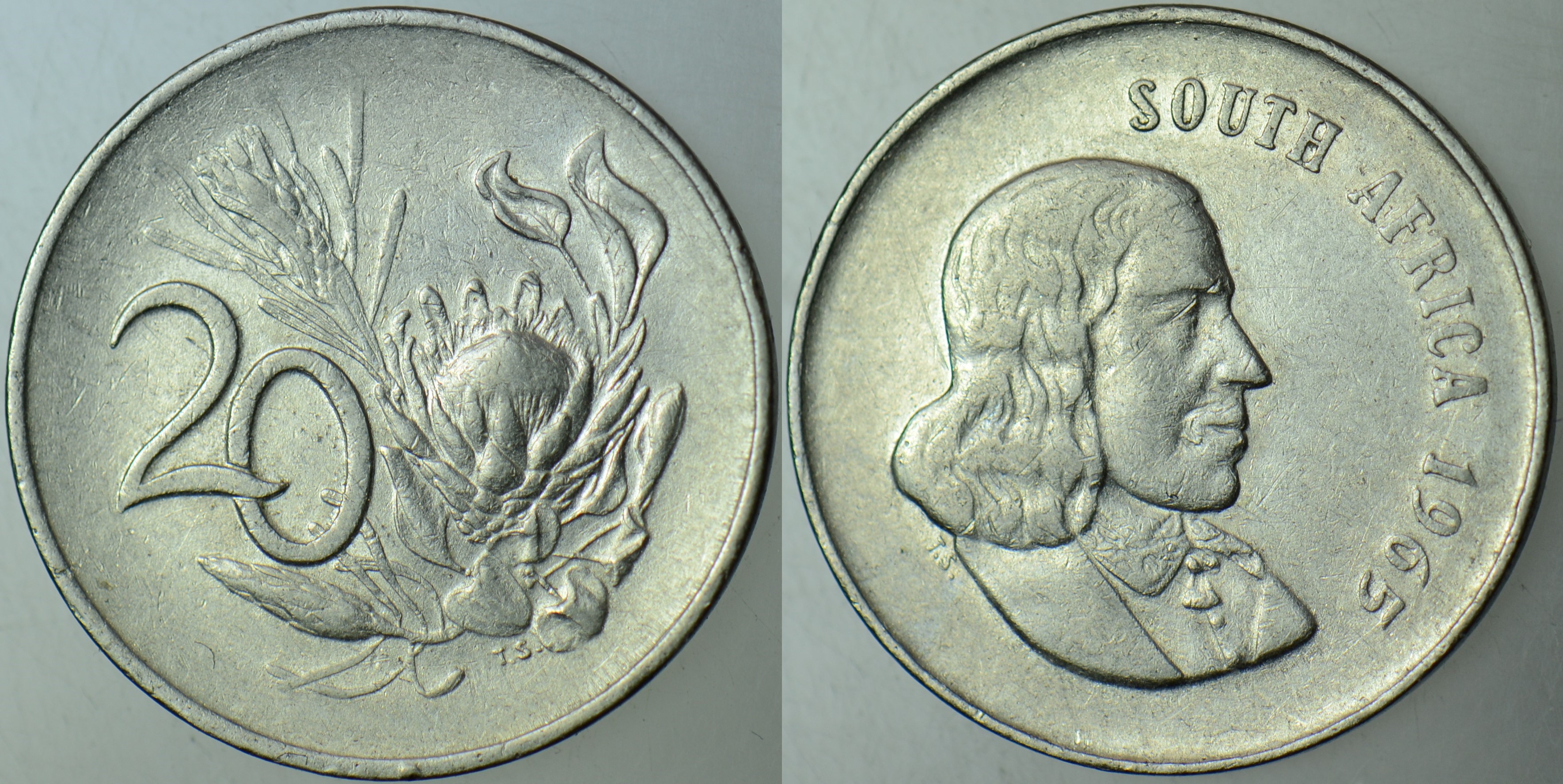 GÜNEY AFRİKA CUMHURİYETİ 20 CENT 1965.