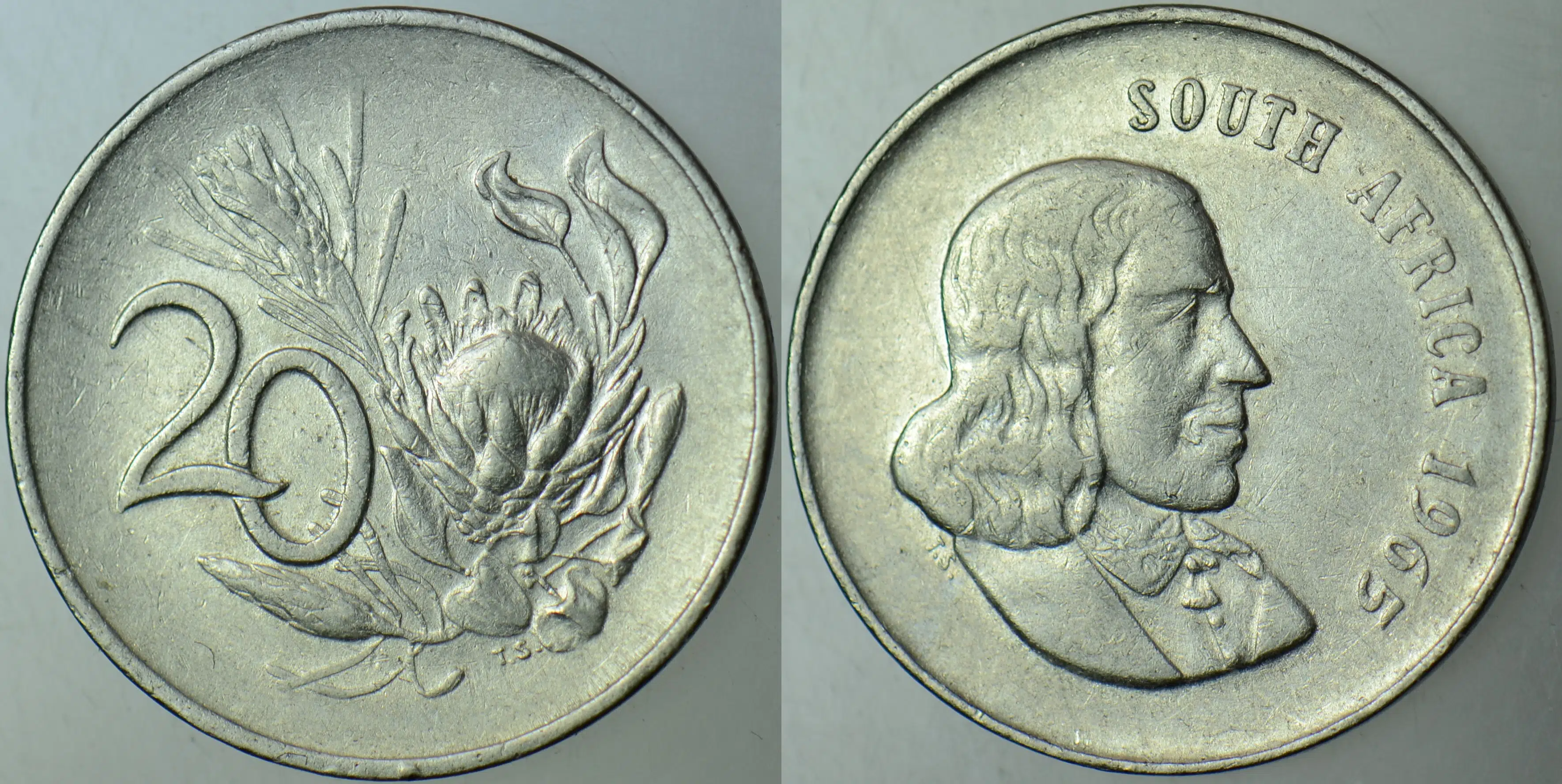 GÜNEY AFRİKA CUMHURİYETİ 20 CENT 1965.