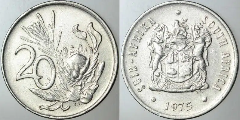GÜNEY AFRİKA CUMHURİYETİ 20 CENT 1975.
