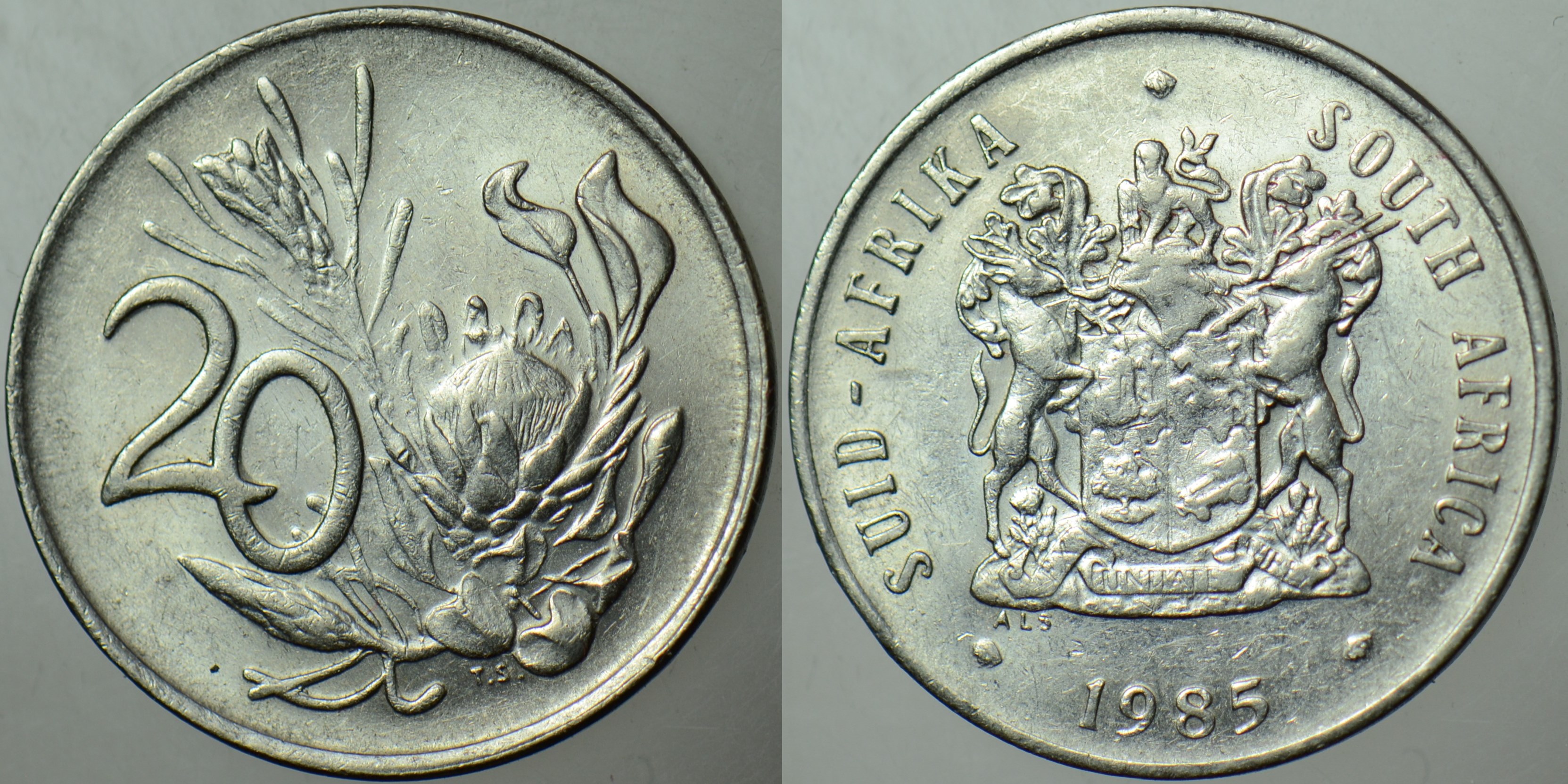 GÜNEY AFRİKA CUMHURİYETİ 20 CENT 1985.