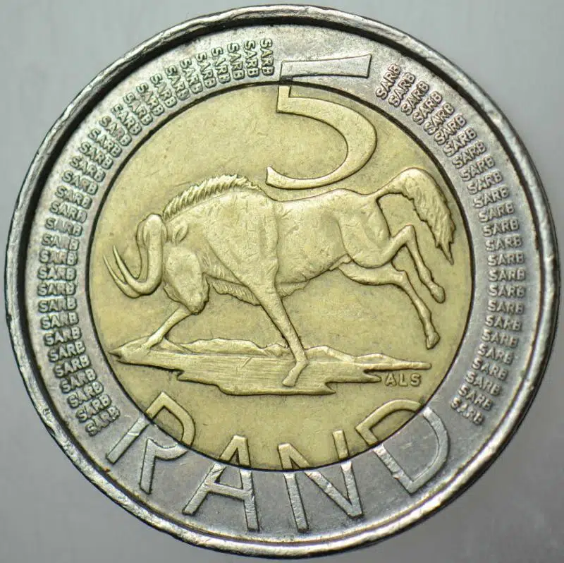 GÜNEY AFRİKA CUMHURİYETİ 5 RAND 2020 AFRİKA BORWA. BİMETAL EKSTRA GÜVENLİKLİ KENARLI.
