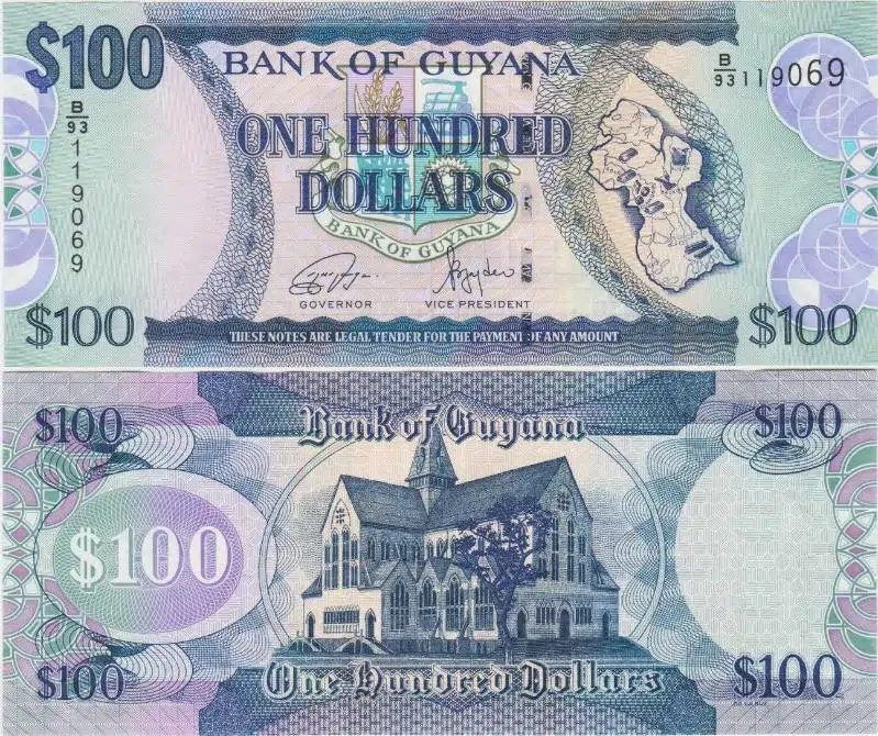 GUYANA 100 DOLAR 2022. ÇİL KONDİSYON.