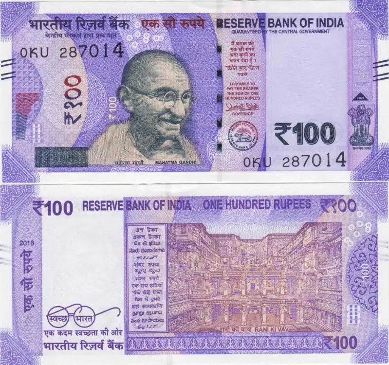 HİNDİSTAN 100 RUPİ 2018. MAHATMA GANDHİ GÖRSELLİ. ÇİL KONDİSYON.