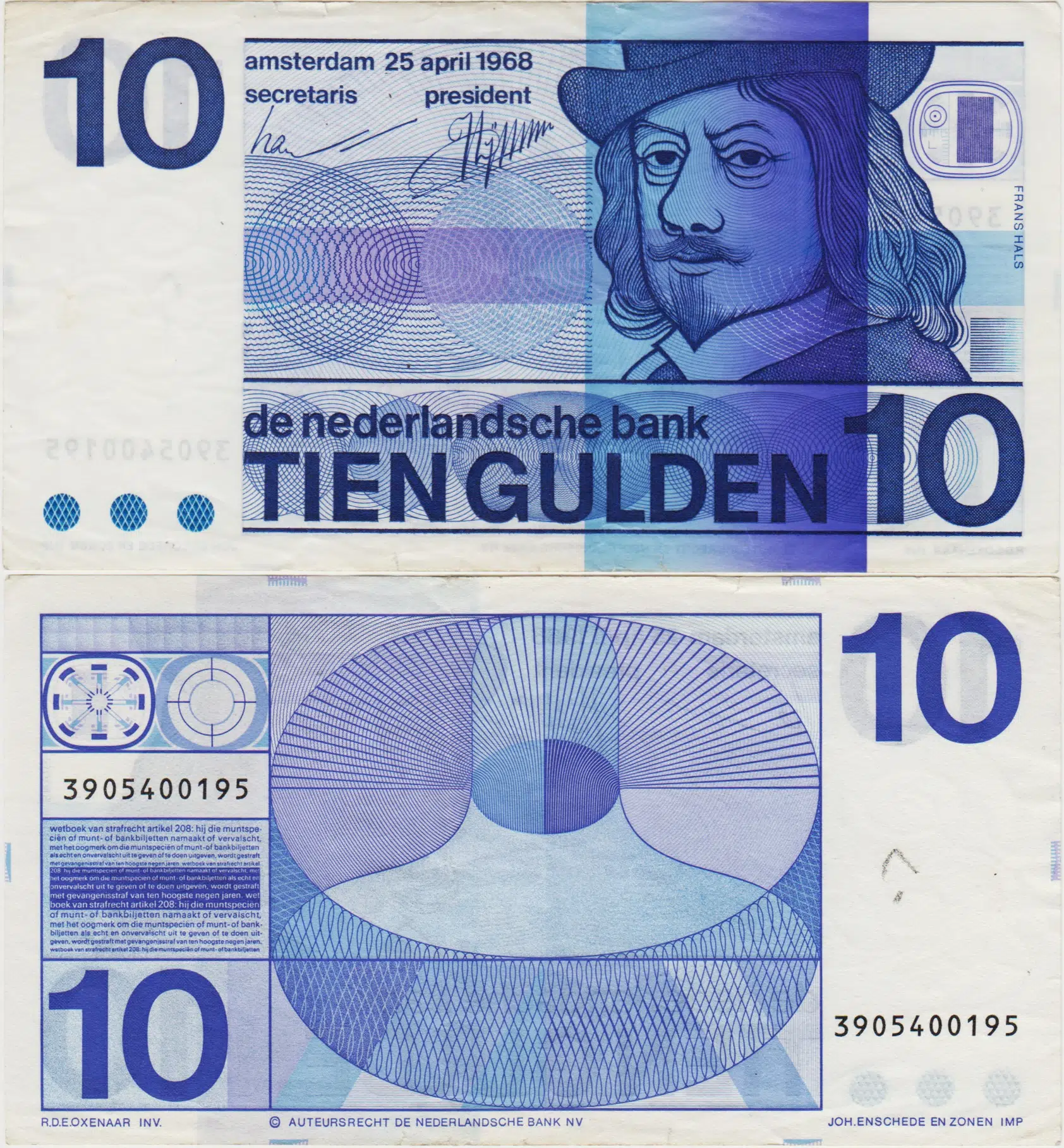 HOLLANDA 10 GULDEN 1968 ÇOK ÇOK TEMİZ.