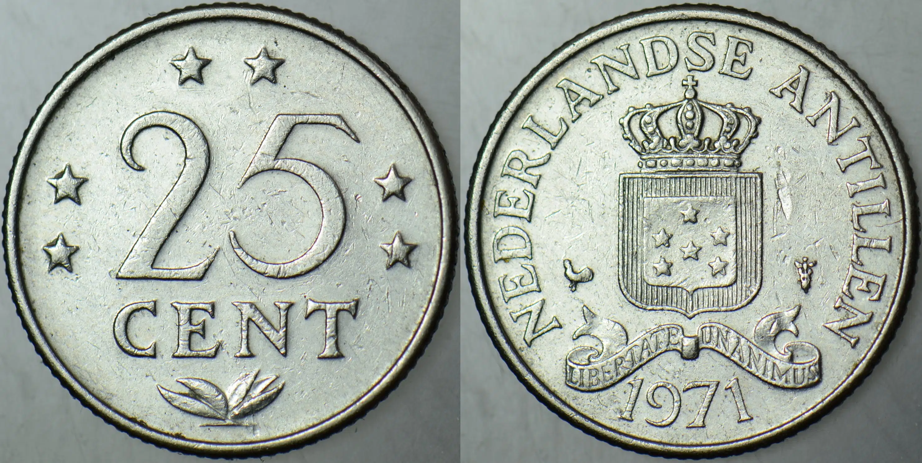 HOLLANDA ANTİLLERİ 25 CENT 1971.