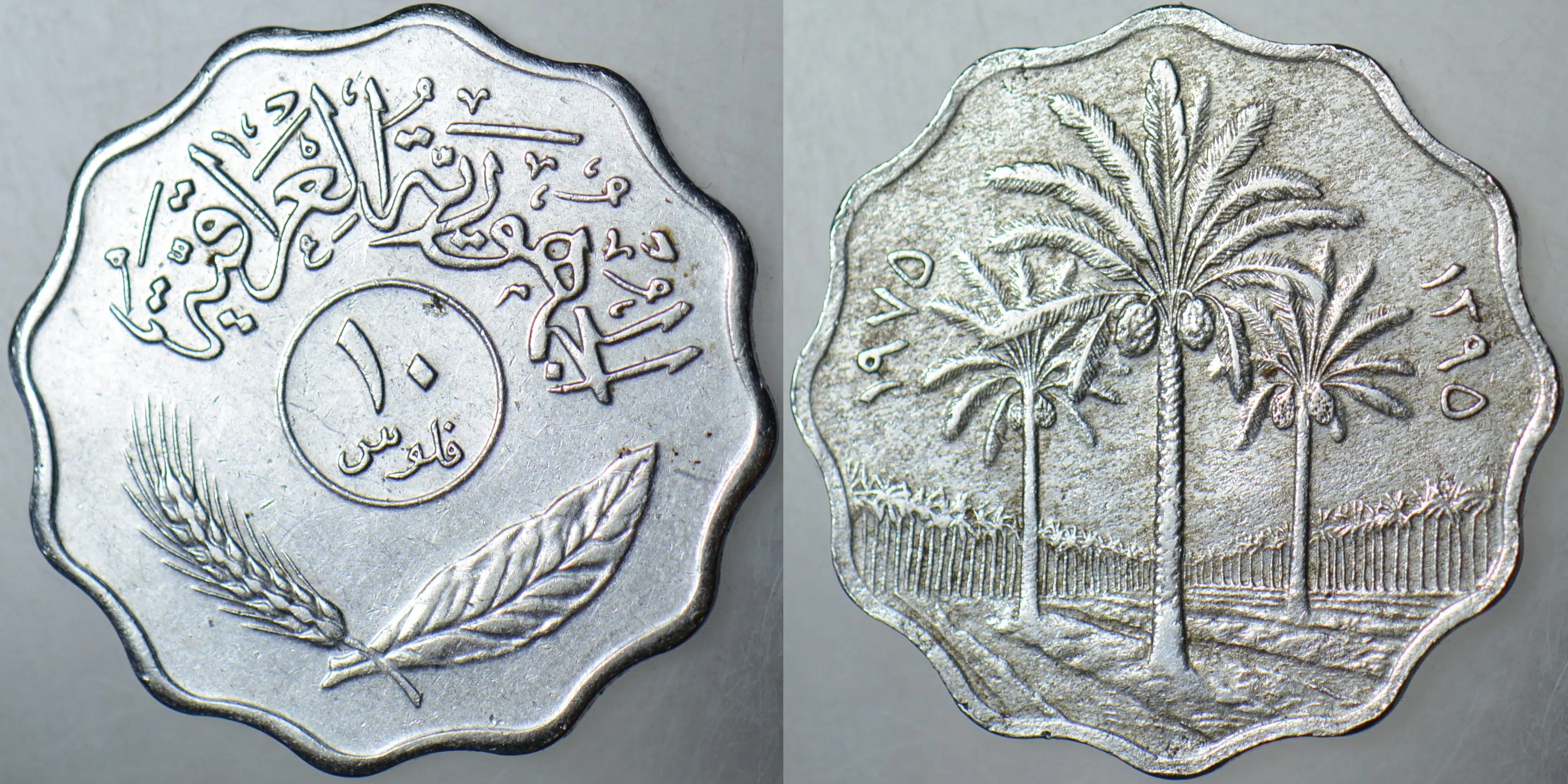 IRAK 10 FİLS 1975 PALMİYE TEMALI.